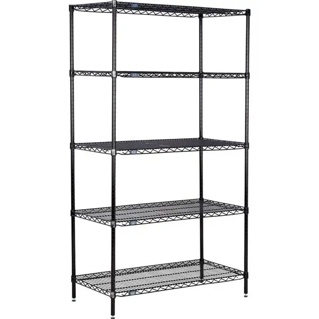 Nexel Black Epoxy. 5 Tier. Wire Shelving Starter Unit. 30W x 14D x 74H