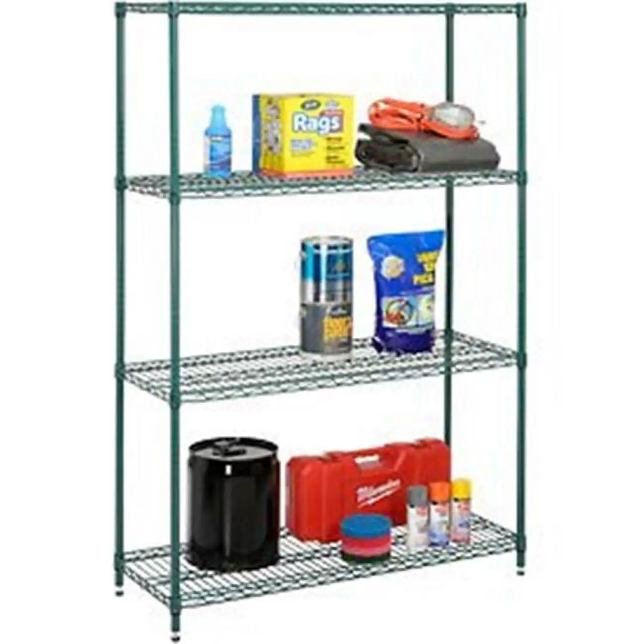 Nexel Medium Duty Wire Shelving Unit. Green Epoxy. 36W x 18D x 74H