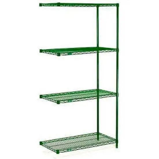 Nexel Poly-Green. 4 Tier. Wire Shelving Add-On Unit. 30W x 14D x 54H