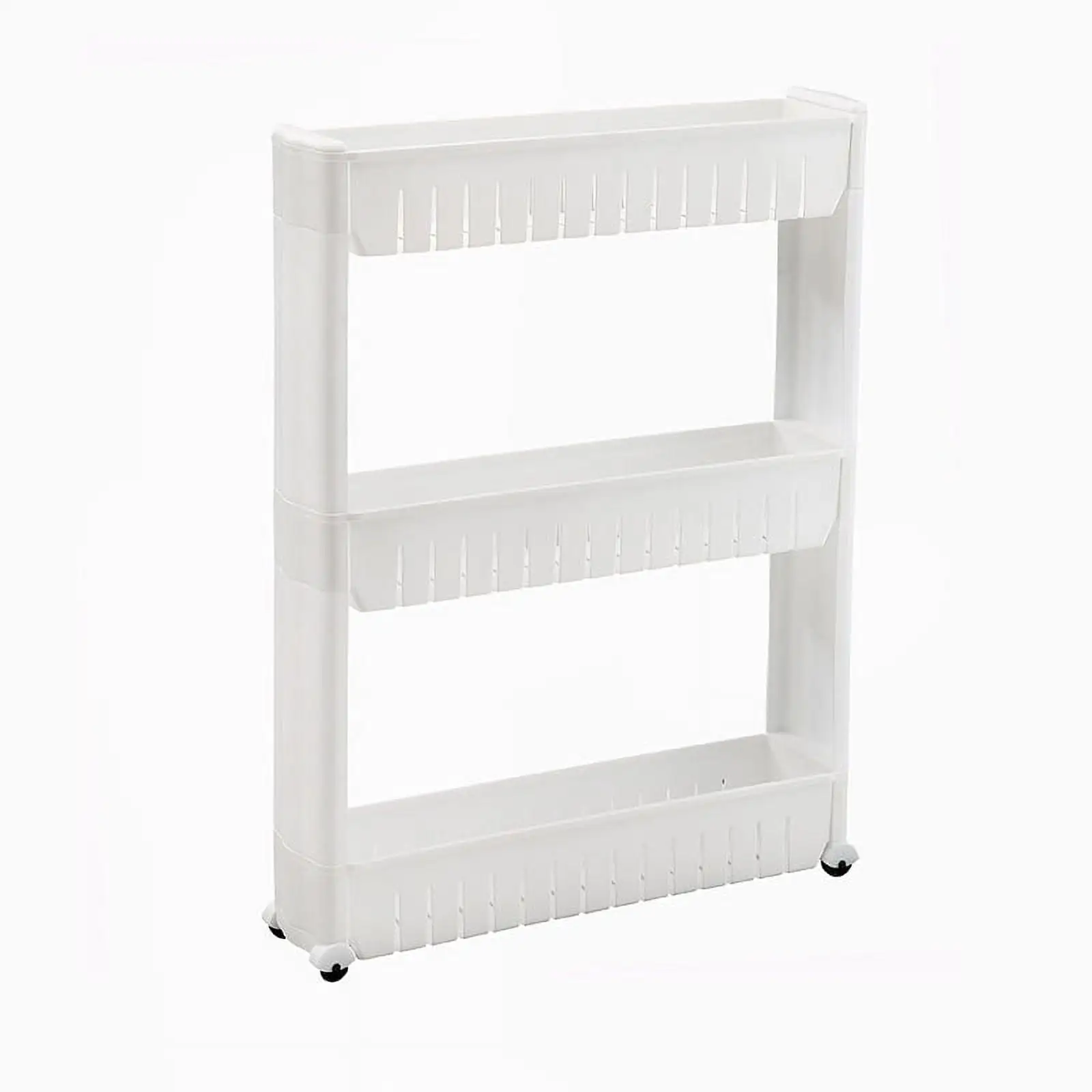 Niche Shelf with 3 Shelves. Kitchen Shelf. Bathroom Shelf. Standing Shelf. Utility Cart with Wheels. White