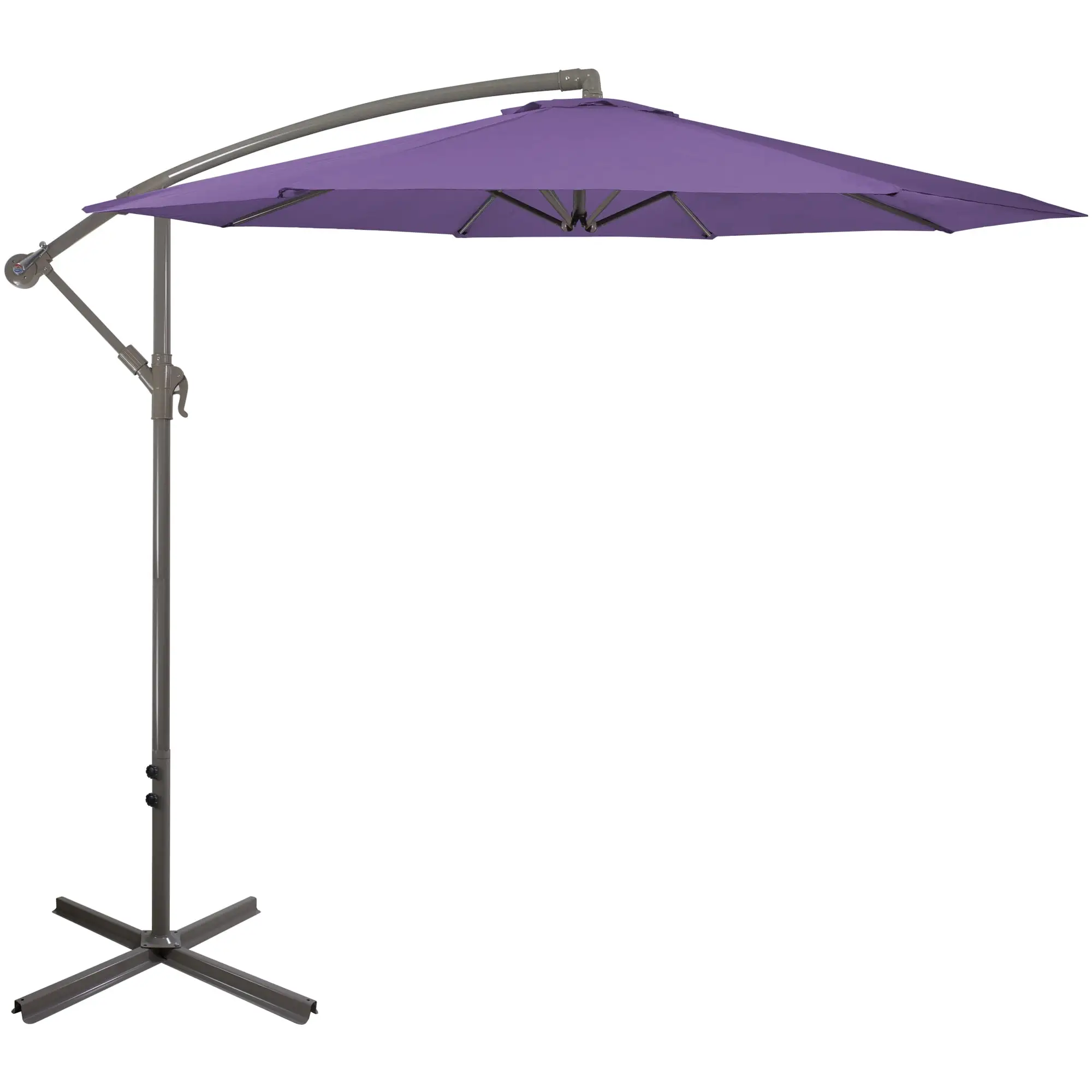 Northlight 10ft Offset Outdoor Patio Umbrella with Hand Crank. Purple