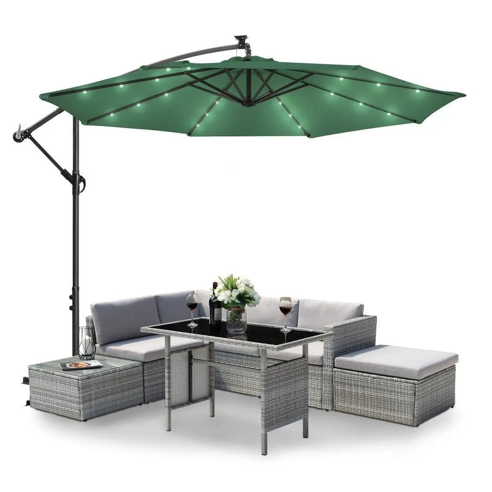 Nuu Garden 10-Feet Outdoor Steel Sunshade Umbrella With LED Light Green