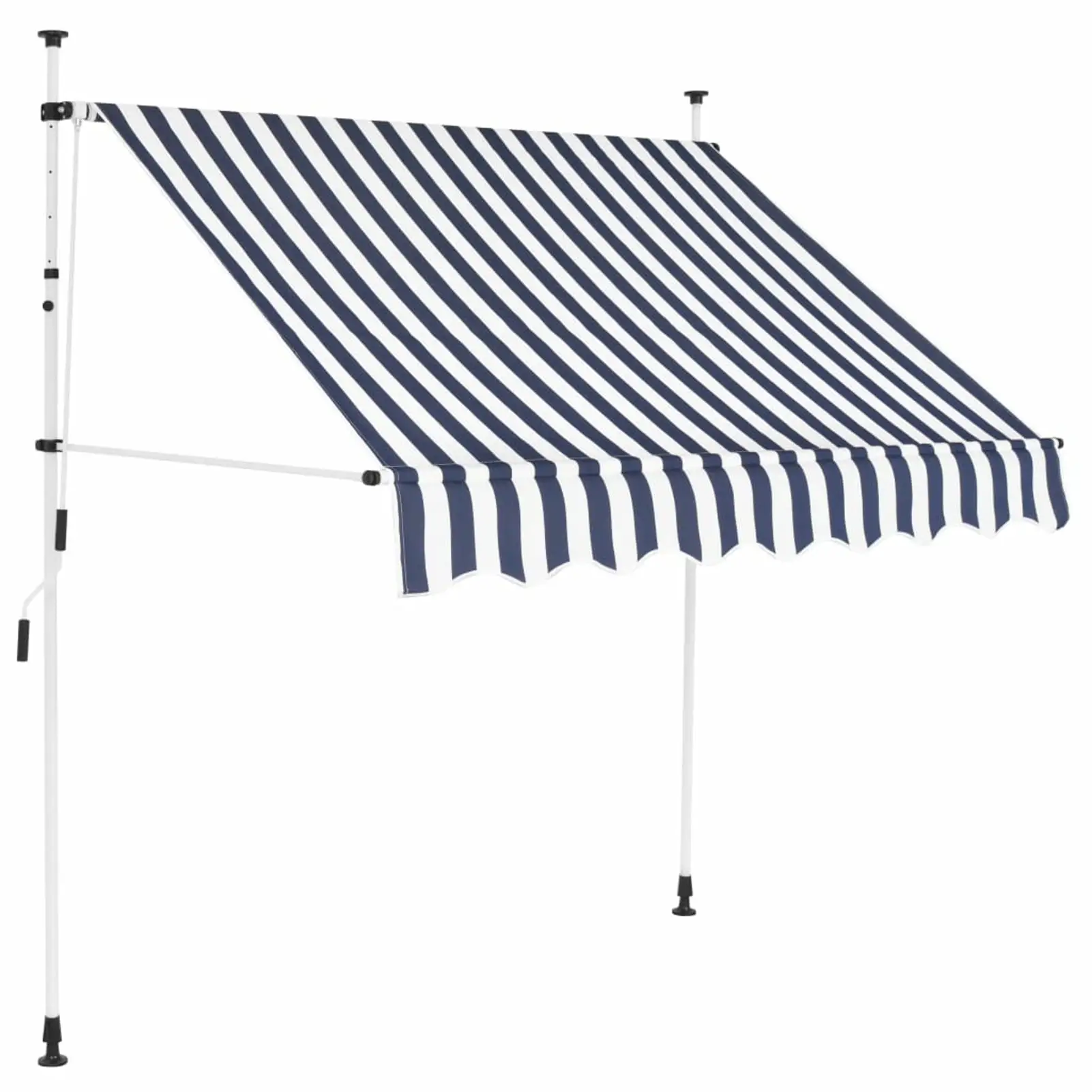 OWSOO Manual Retractable Awning 78.7 Blue and White Stripes