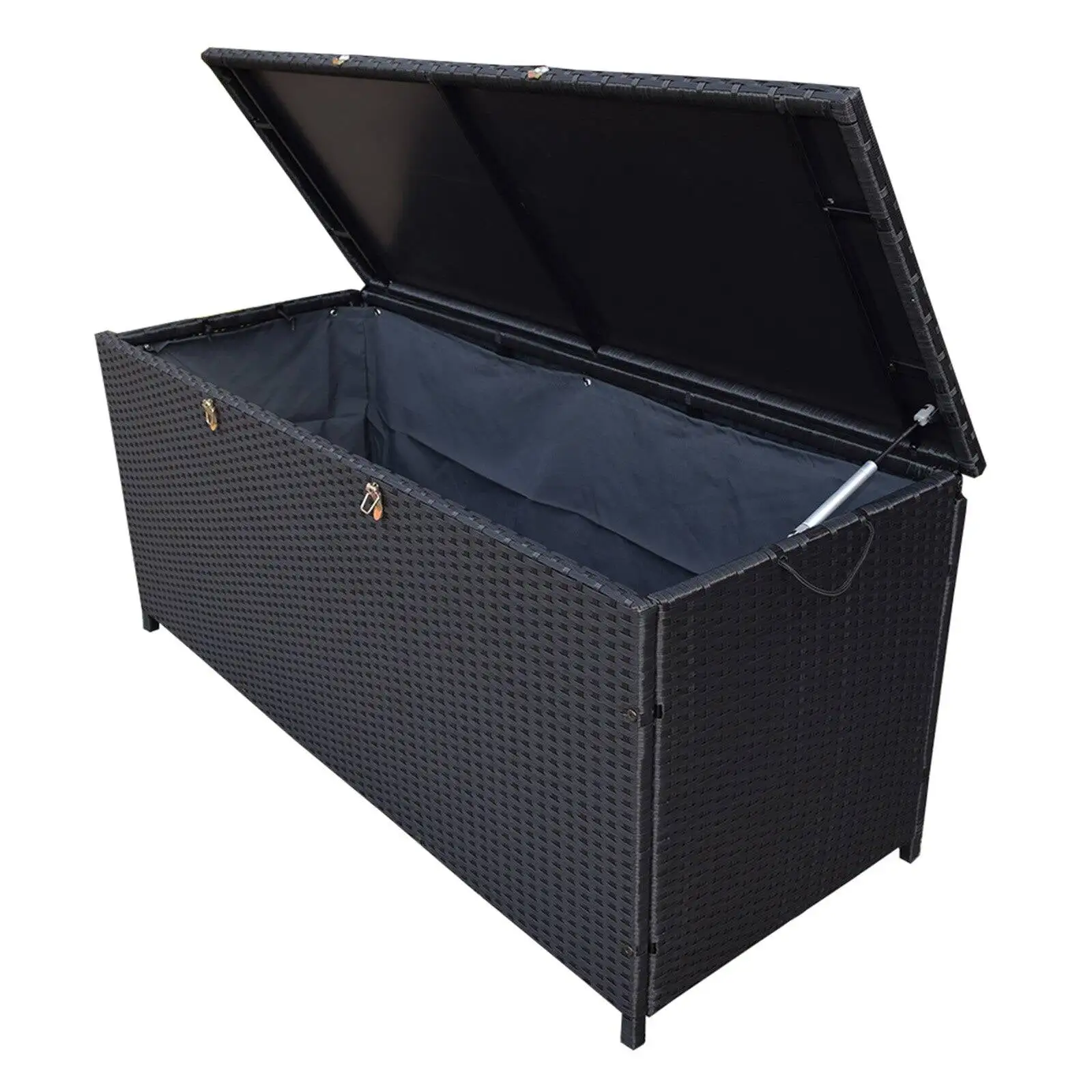 Oakland Living 113 Gallon Indoor/Outdoor Wicker Deck Box - Black