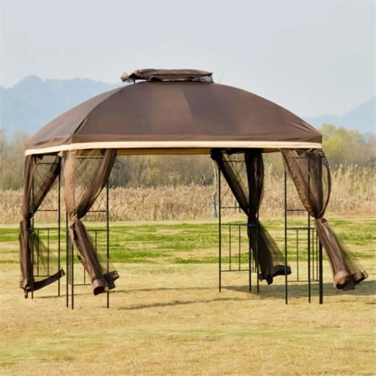 OnlineGymShop CB21669 10 ft. x 10 in. Outdoor Gazebo. Brown