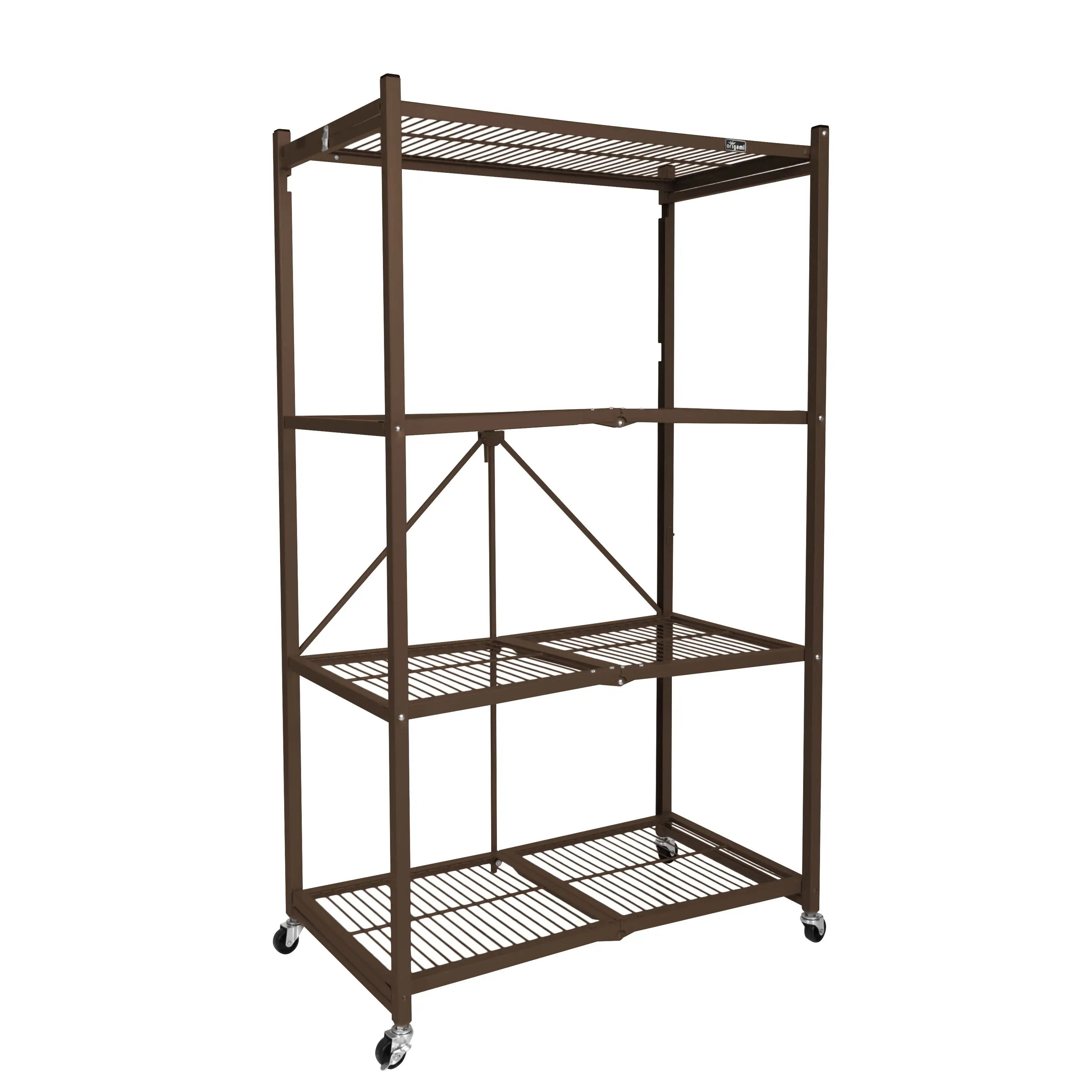 Origami 4-Shelf R5 Series Storage Rack with Wheels. Bronze