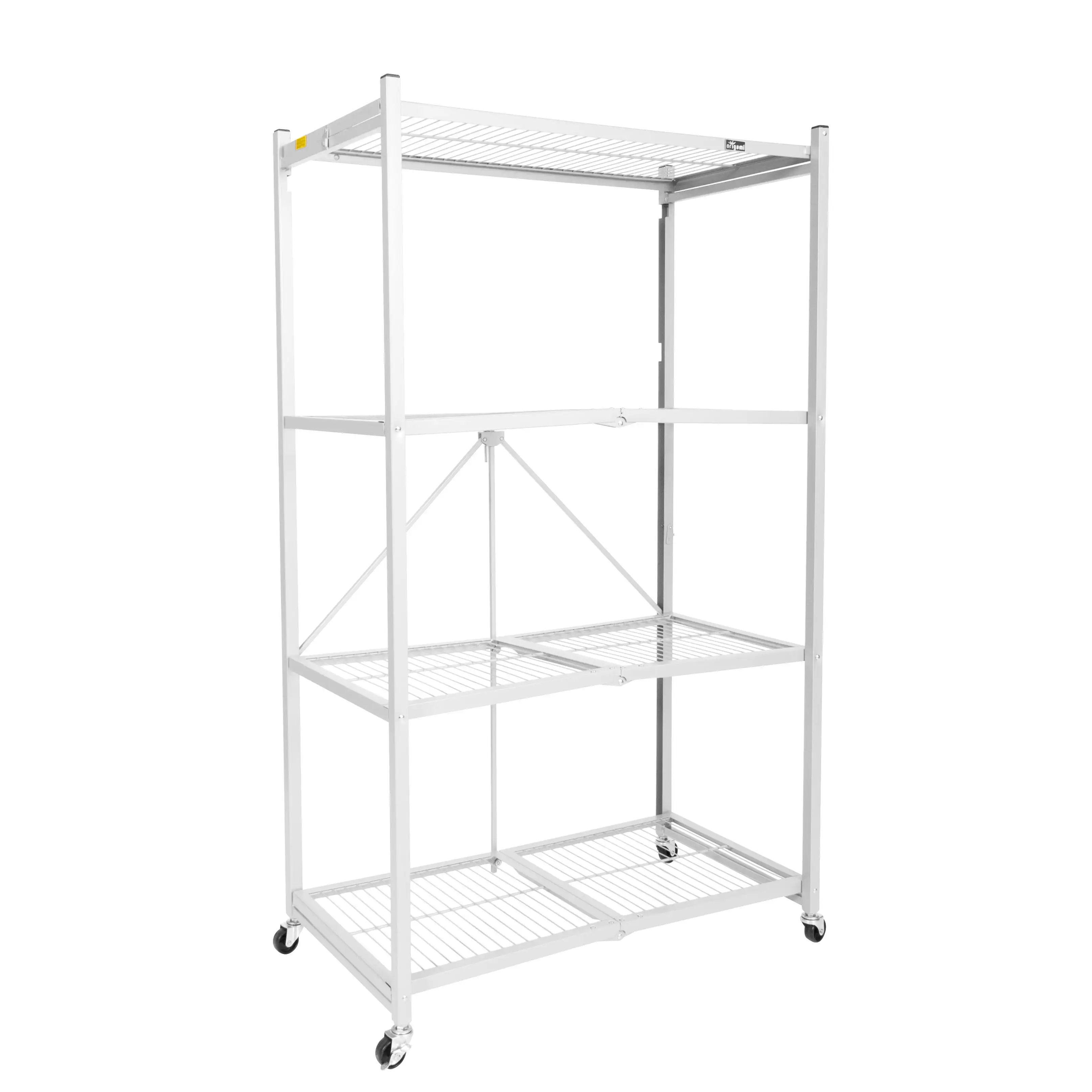 Origami 4-Shelf R5 Series Storage Rack with Wheels. White