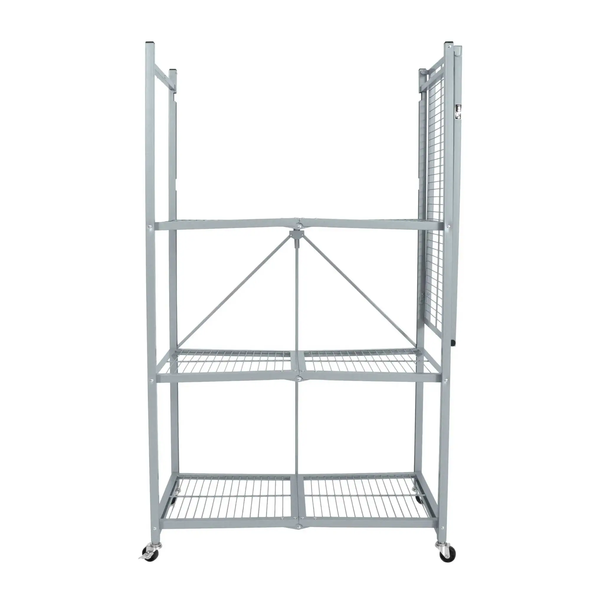 Open Box Origami R5 Foldable 4 Tier Storage Rack w/ Wheels. Pewter.