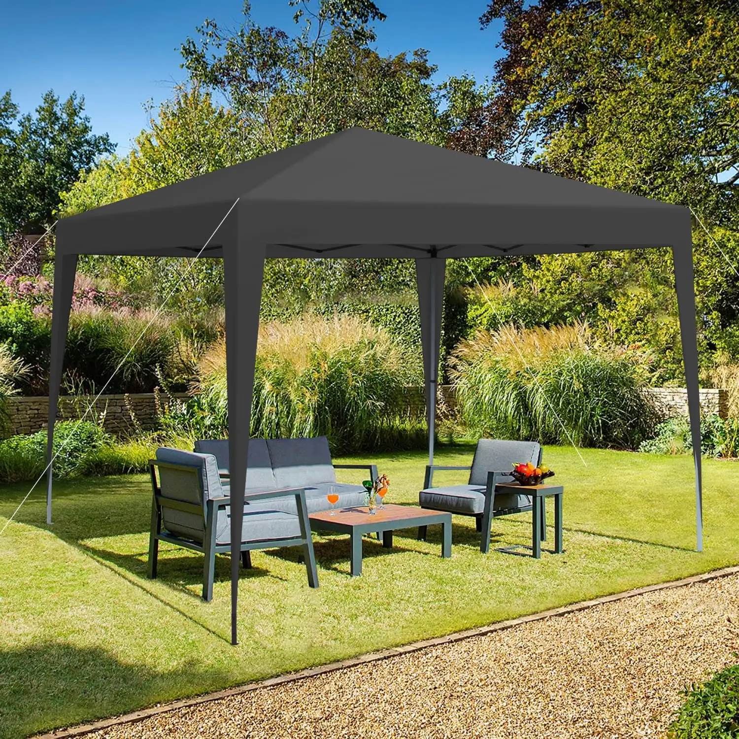 Outdoor 10x 10Ft Pop Up Gazebo Canopy Tent with 4pcs Weight sand bag with Carry Bag-Black