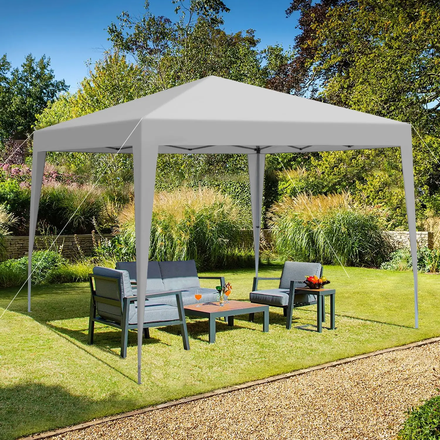 Outdoor 10x 10Ft Pop Up Gazebo Canopy Tent with 4pcs Weight sand bag with Carry Bag-Grey