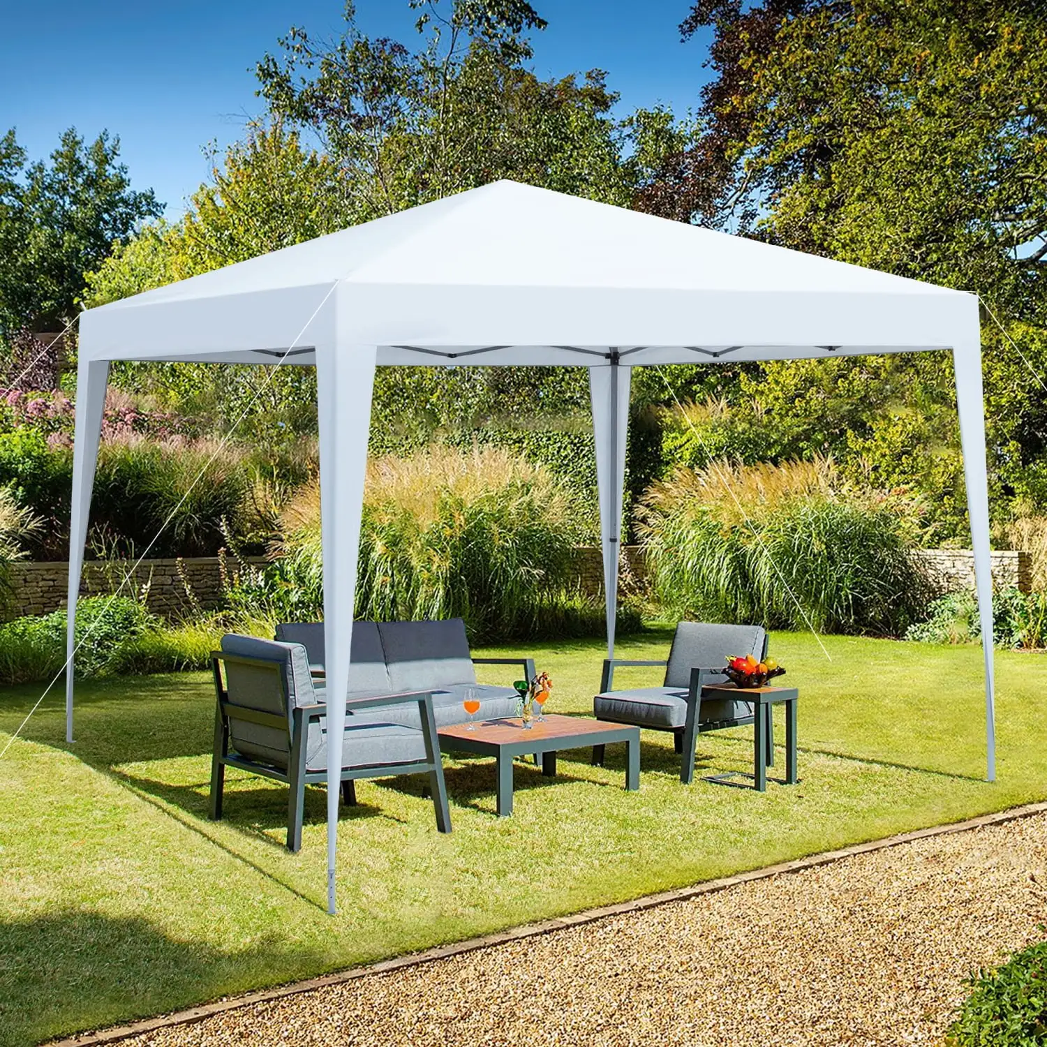 Outdoor 10x 10Ft Pop Up Gazebo Canopy Tent with 4pcs Weight sand bag with Carry Bag-White