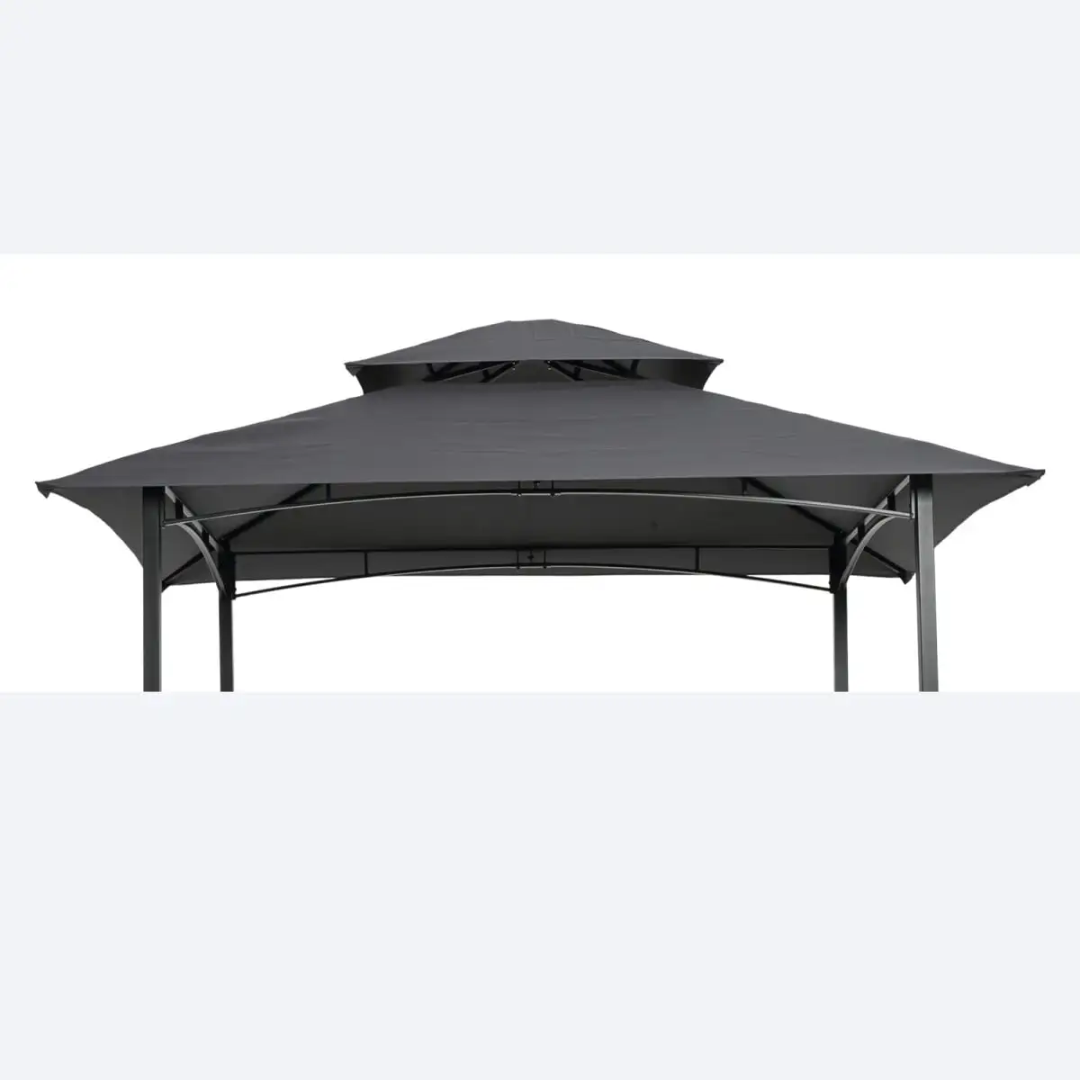 Outdoor Double Tiered BBQ Tent Roof Top Cover. Grill Gazebo Replacement Canopy. Suitable for 8 x 5 Feet. Gray