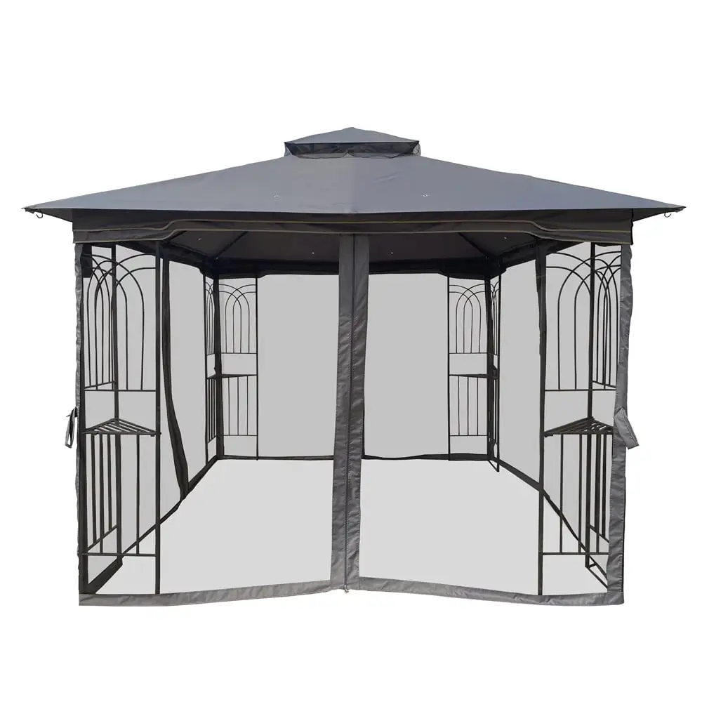 Outdoor Gazebo with Netting. SEGMART 10'x10' Gazebo Patio Gazebo with Screen. Outdoor Canopy Sun Shelter Gazebo Tent Screen House. Gazebo With Ventilated Double Roof for Outside Yard Deck. LLL4574