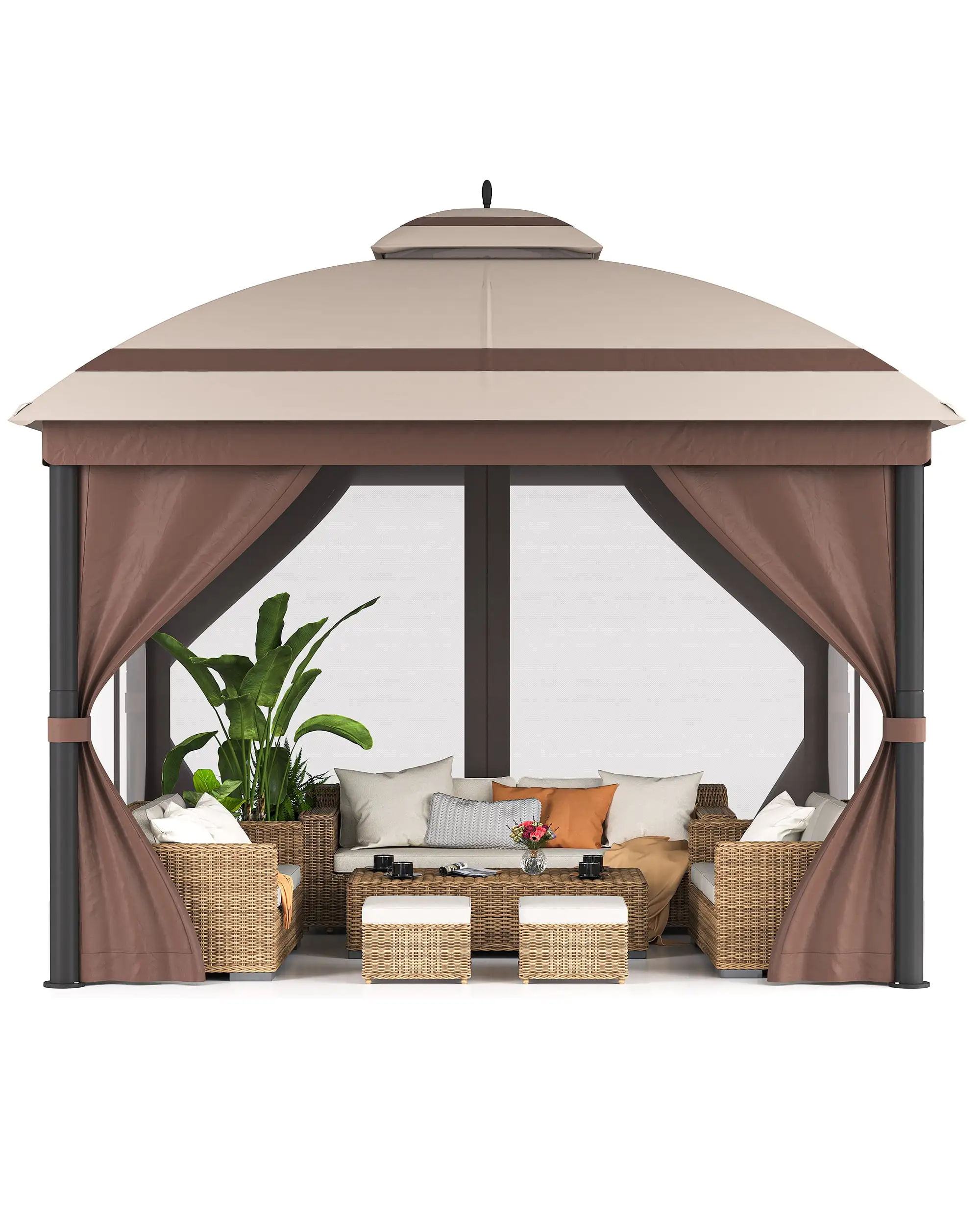 Outdoor Gazebo. Patio Gazebo with Mosquito Netting. 120 Square Feet. Double Roof Design. Pop-Up Instant Gazebo Tent. Outdoor Canopy Shelter for Shade and Rain for Lawn. Garden. Backyard & Deck