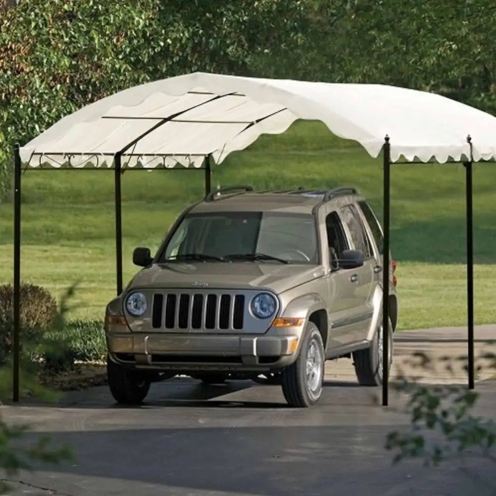 Outdoor Patio Tent. Sunshade Carport. Carport Shelter. Garage Tent. Garden Storage Shed. White