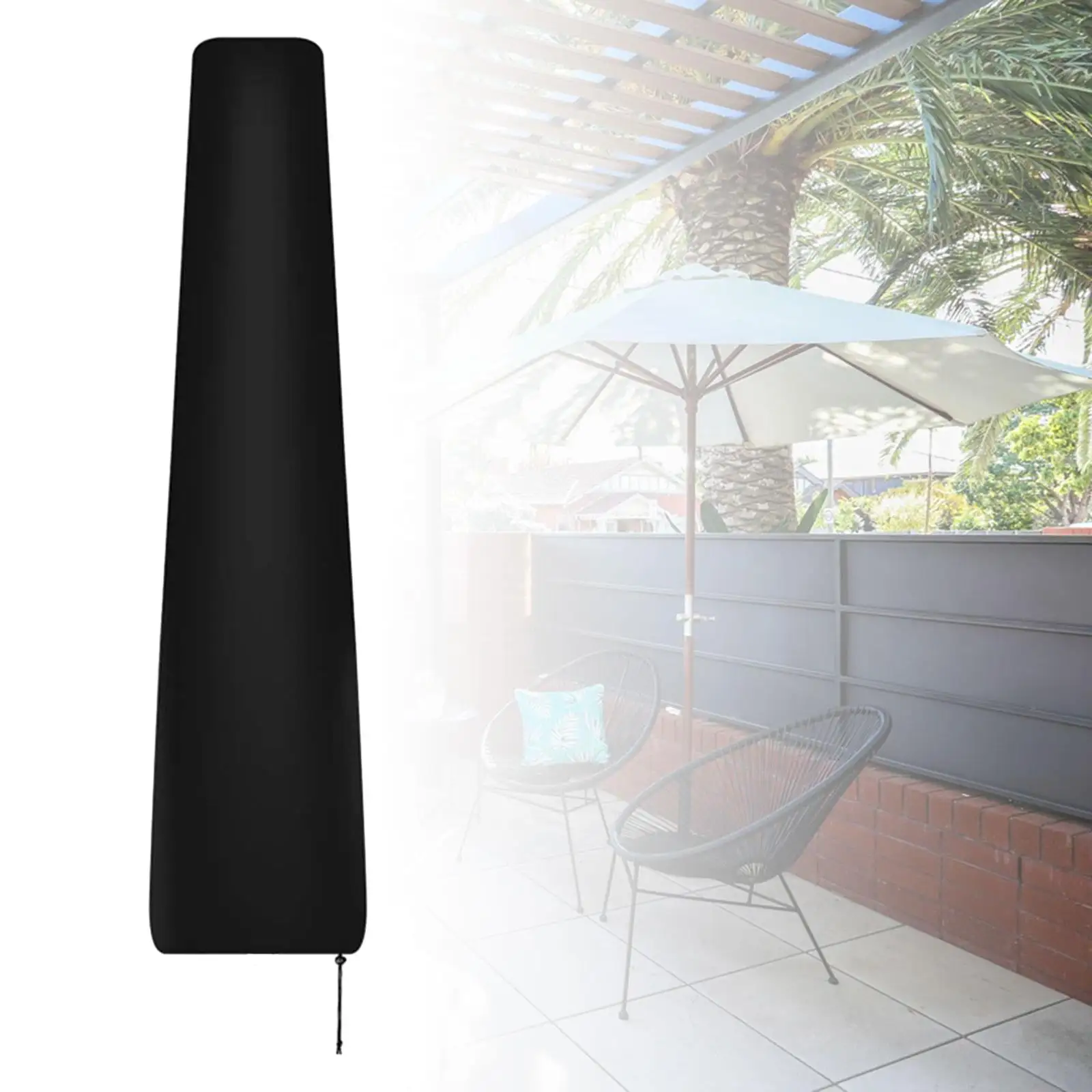 Outdoor Patio Umbrella Cover Protector with Zipper Dustproof Durable Weather Resistant Yard Garden Umbrellas Cover Windproof Straight Style 183cm