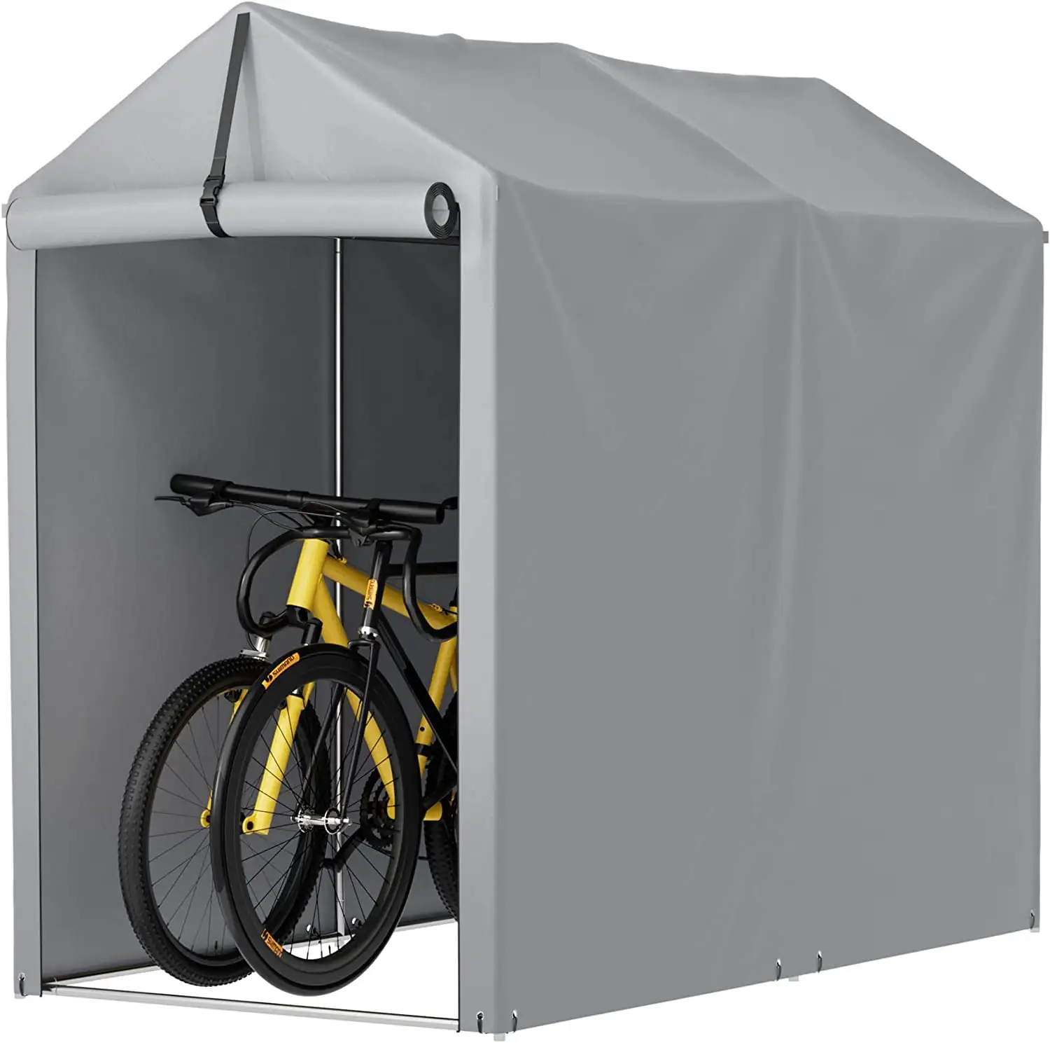 Outdoor Storage Shed 3 x 6 ft Canopy Portable Shelter Heavy Duty Carport with Roll-up Zipper Door for Bike. Motorcycle. Garden Storage. Waterproof and UV Resistant. Silver