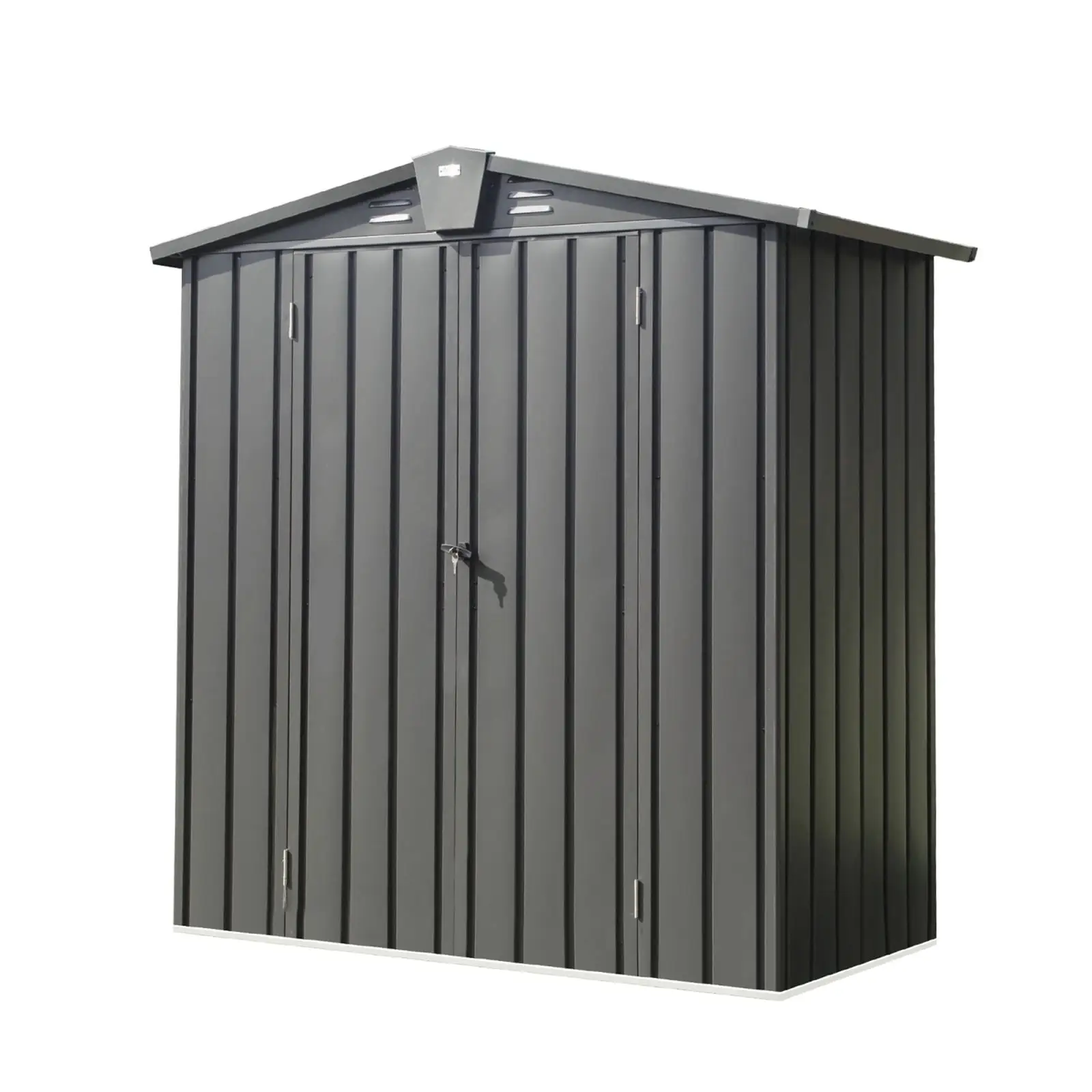 Outdoor Storage Shed 5.7x3 FT. Metal Outside Sheds&Outdoor Storage Galvanized Steel. Tool Shed with Lockable Double Door for Patio. Backyard. Garden. Lawn (5.7x3ft. Black) 00029