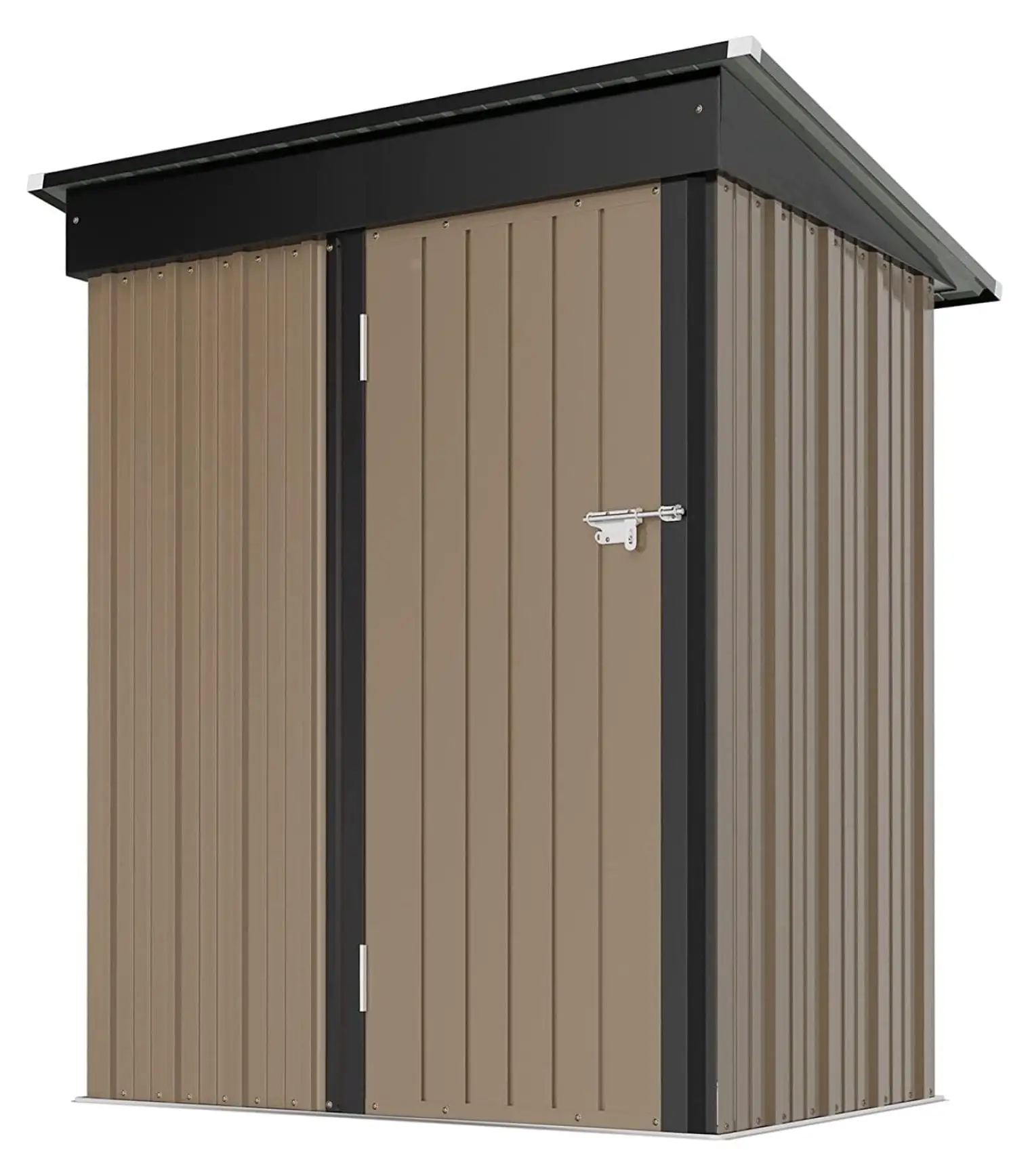 Outdoor Storage Shed 5X3 FT Small Outside Sheds & Outdoor Storage Anti-Corrosion Metal Shed Waterproof Outdoor Storage Cabinet with Door & Lock for Backyard Patio Lawn (Brown)