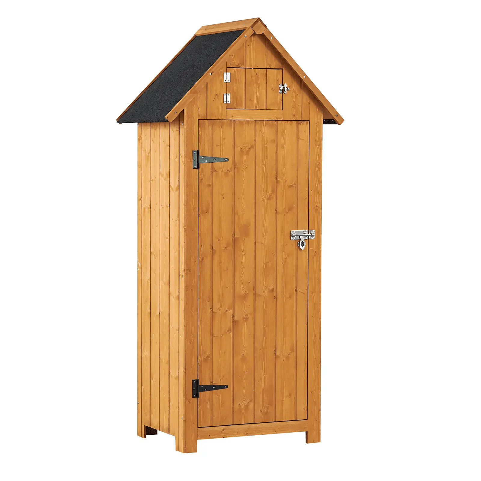 Outdoor Storage Shed. Wood Garden Tool Cabinet Waterproof Shed with Shelves and Locking Latch