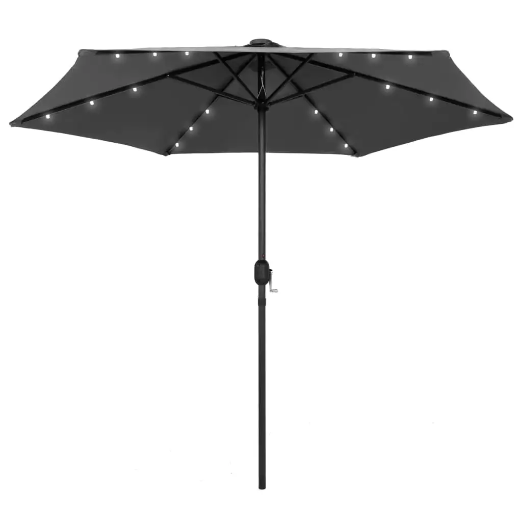 Outdoor Umbrella Parasol with LED Lights and Aluminum Pole 106.3 Tilting Patio Sunshade Shelter