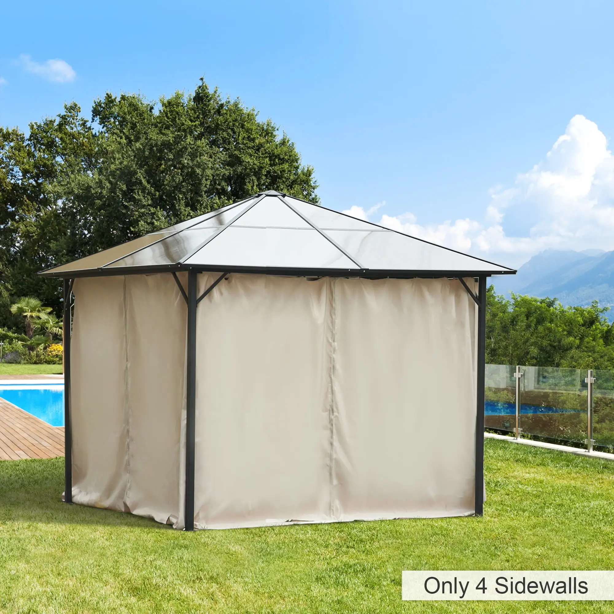 Outsunny 10' x 10' Universal Gazebo Sidewall Set with 4 Panels. Beige