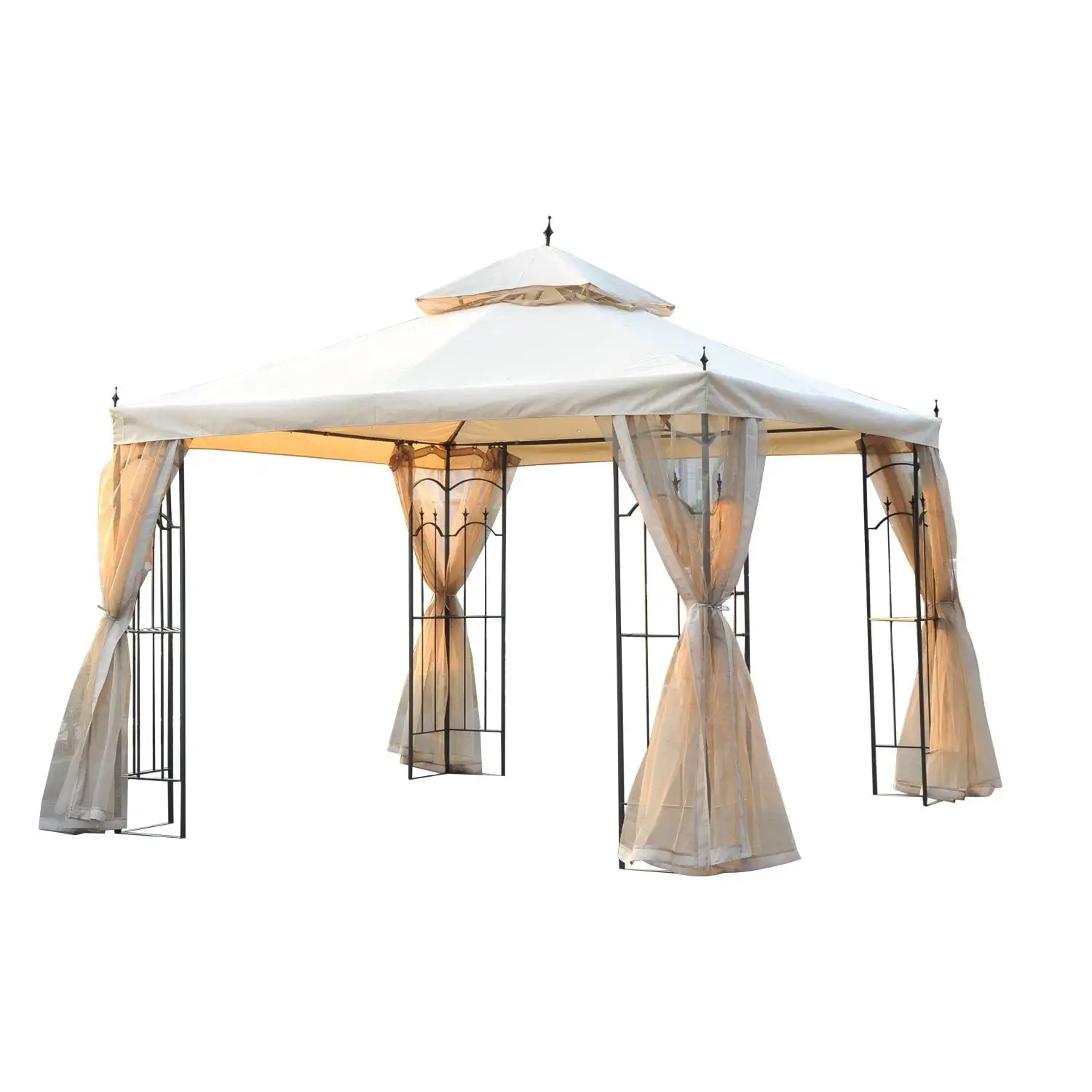 Outsunny 10 x 10 ft. Steel Outdoor Garden Gazebo with Mesh Curtains