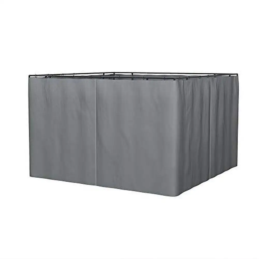 Outsunny 10' x 12' Universal Gazebo Sidewall Set with Panels. Hooks and C-Rings Included for Pergolas and Cabanas. Gray