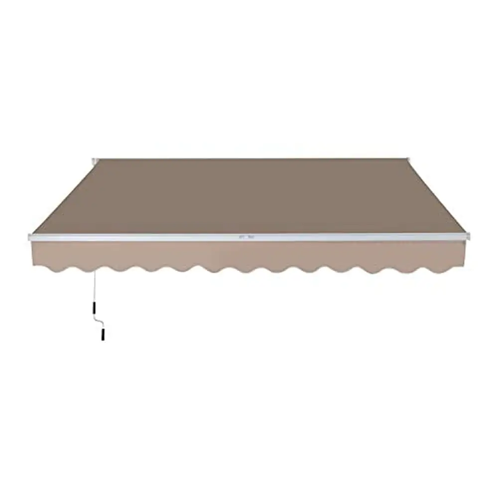 Outsunny 10 x 8 Manual Retractable Awning Sun Shade Shelter for Patio Deck Yard with UV Protection and Easy Crank Opening Beige