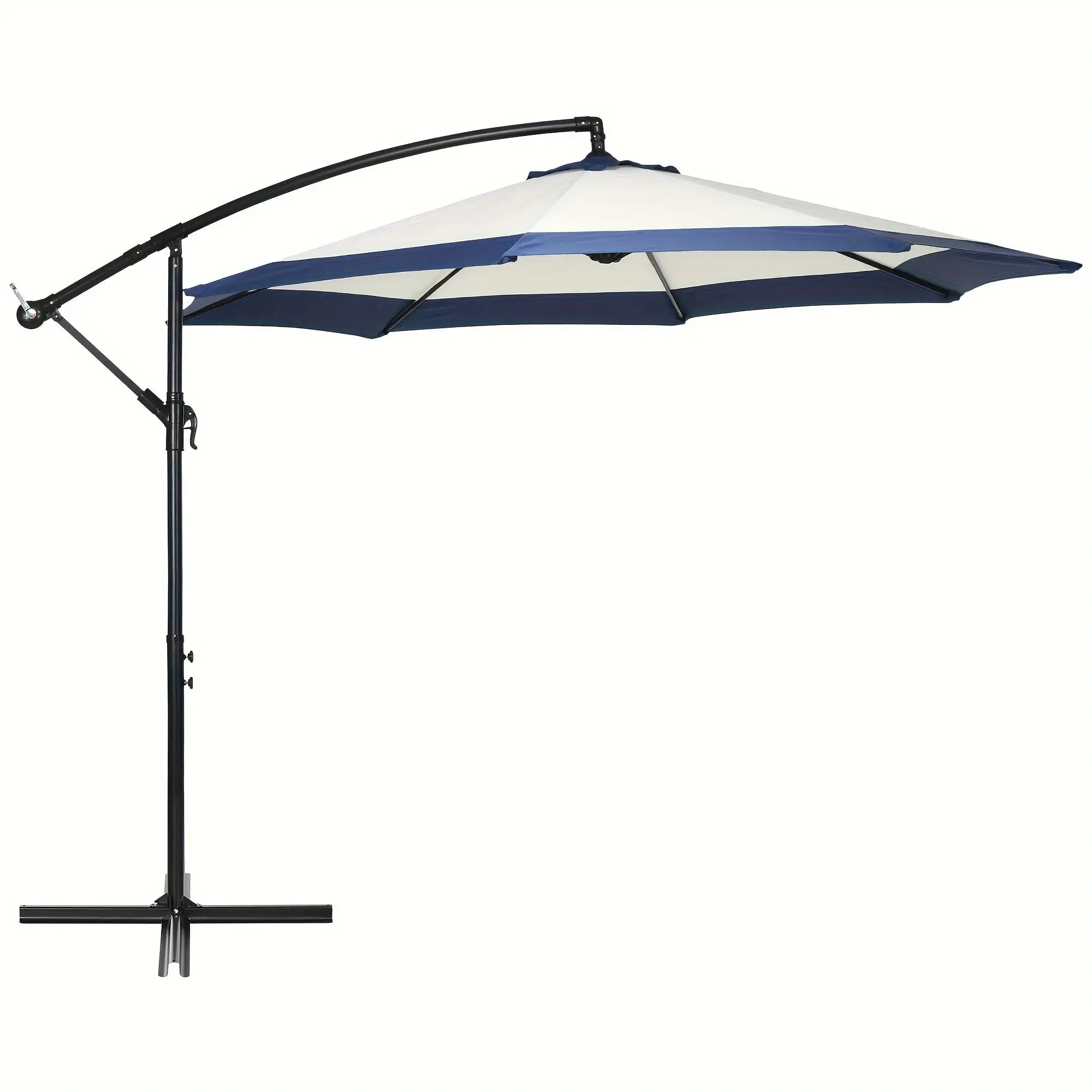 Outsunny 10FT Cantilever Umbrella. Offset Patio Umbrella With Crank And Cross Base For Deck. Backyard. Pool And Garden. Hanging Umbrella