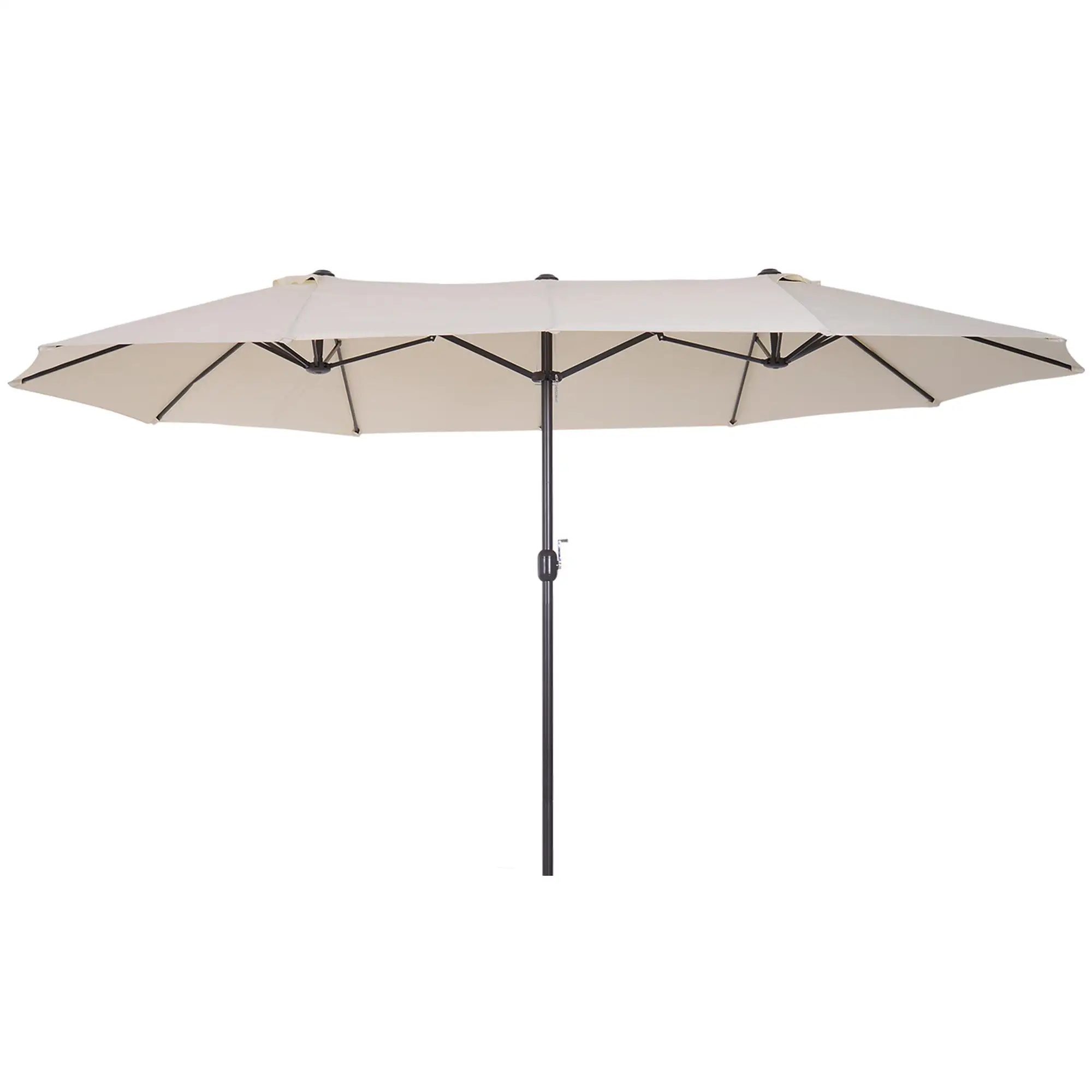 Outsunny 15' Extra Large Double Patio Umbrella for Pool. Cream White