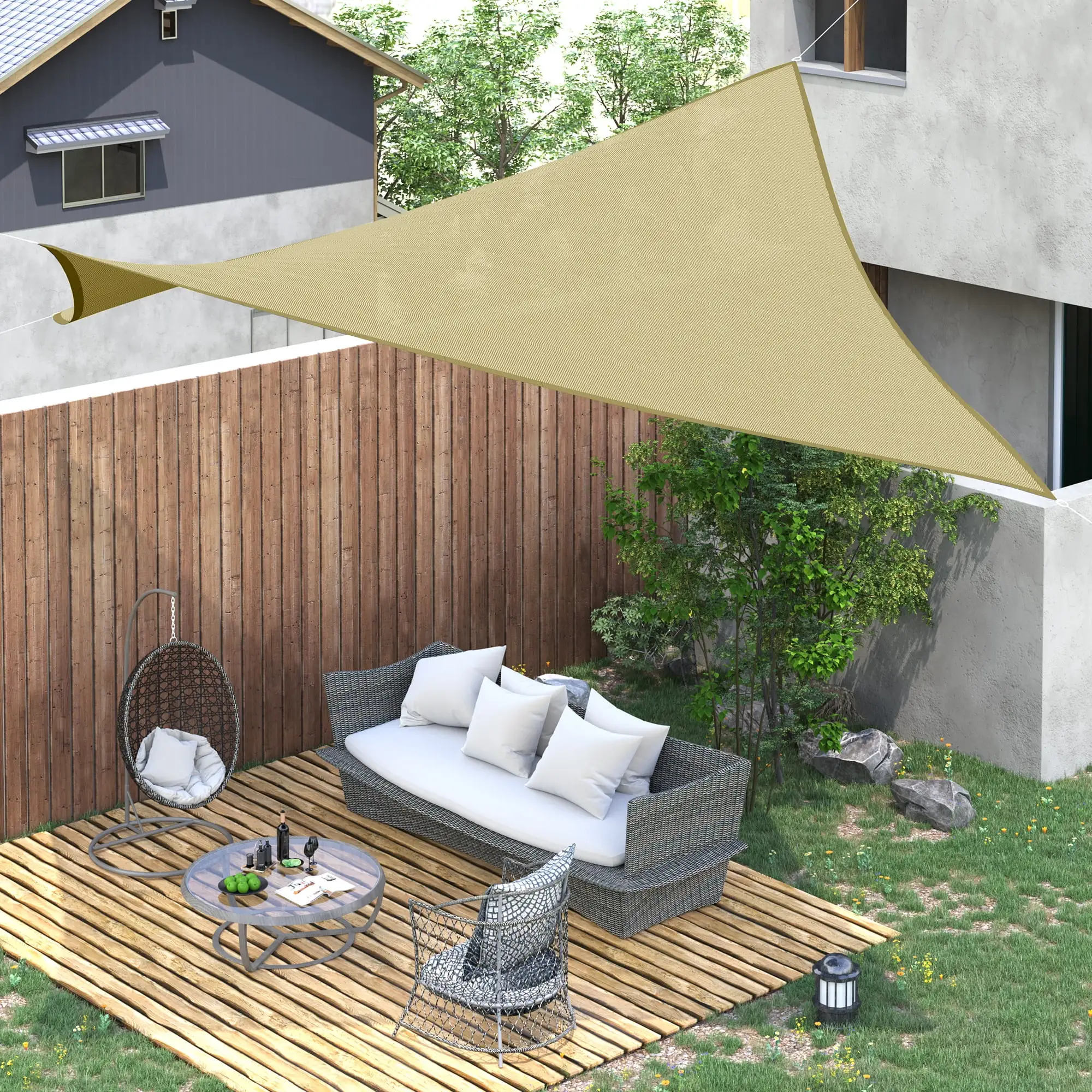 Outsunny 16' x 20' Sun Shade Sail Canopy. Rectangle UV Block Awning for Patio Garden Backyard Outdoor. Sand