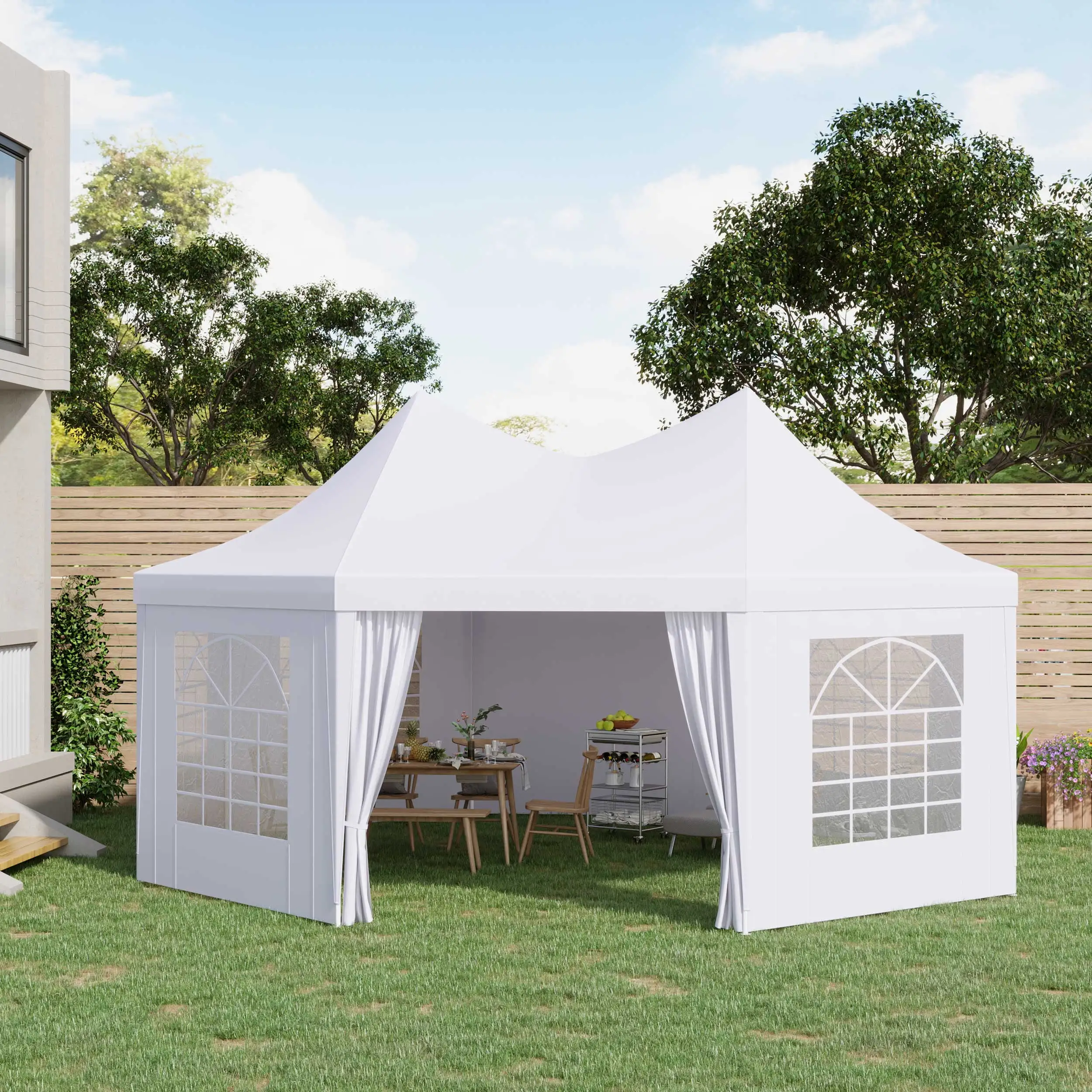 Outsunny 22' x 16' Party Tent Canopy with 2 Doors. 6 Cathedral Windows