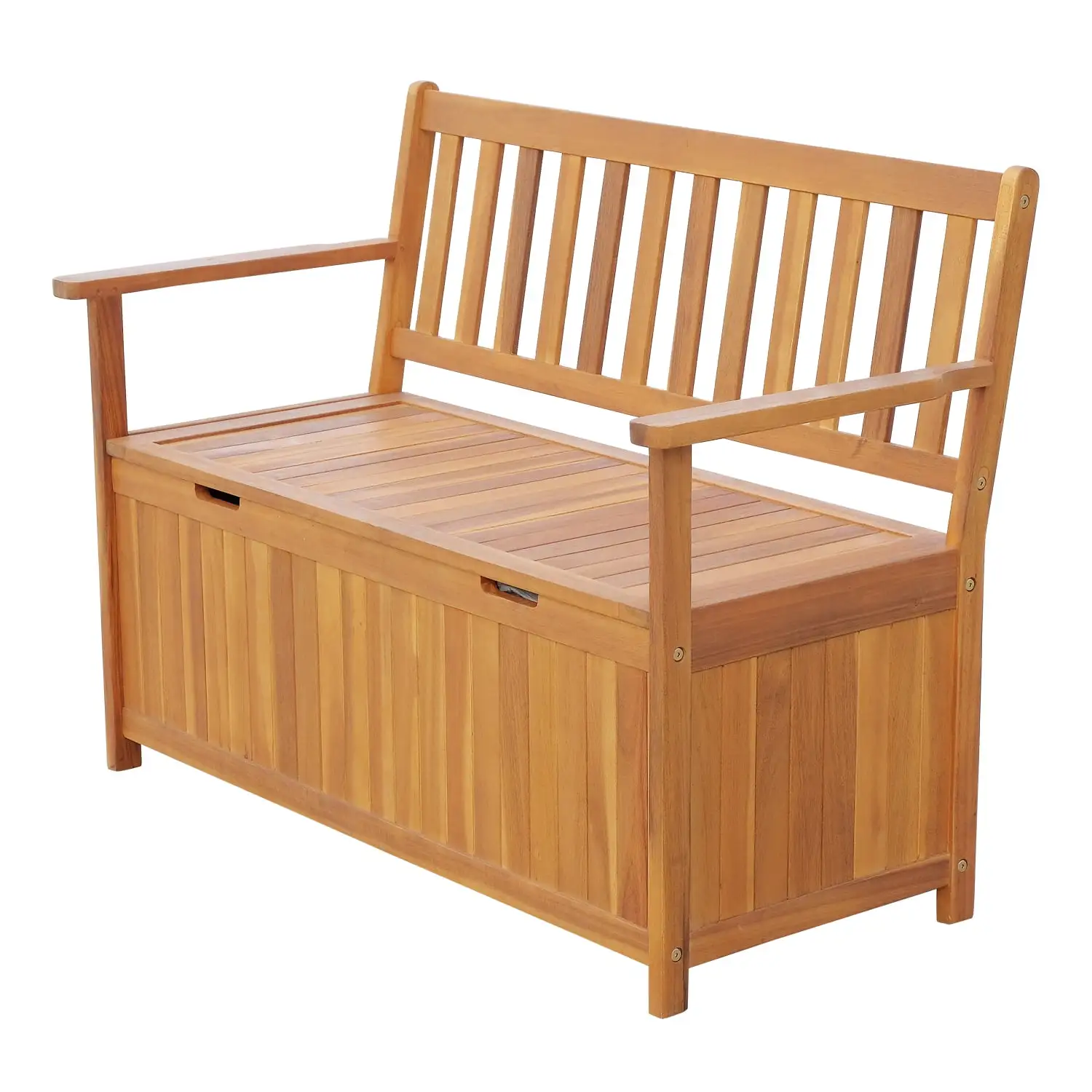 Outsunny 47.25 Wooden Outdoor Storage Bench with PE Lining Deck Box Storage Container and Seat Teak