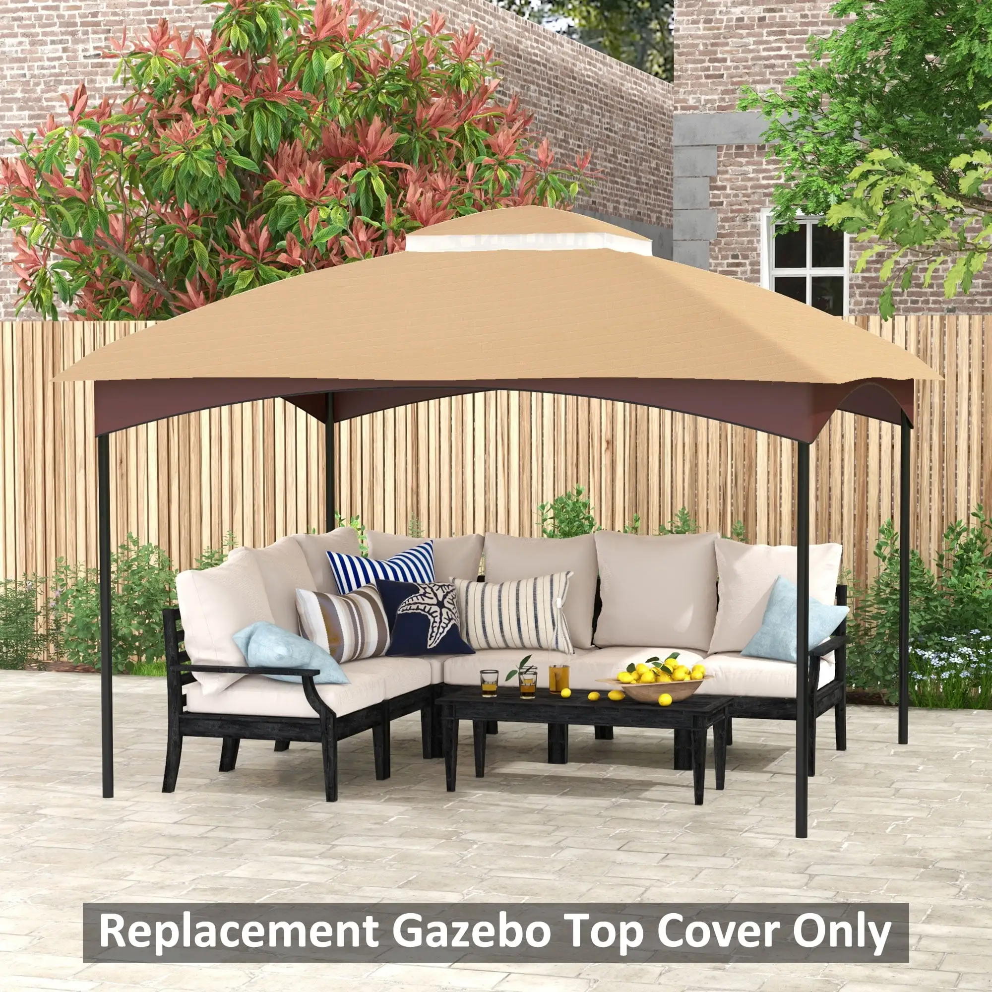 Outsunny Gazebo Canopy Replacement for 10' x 12' Patio Gazebo. Beige