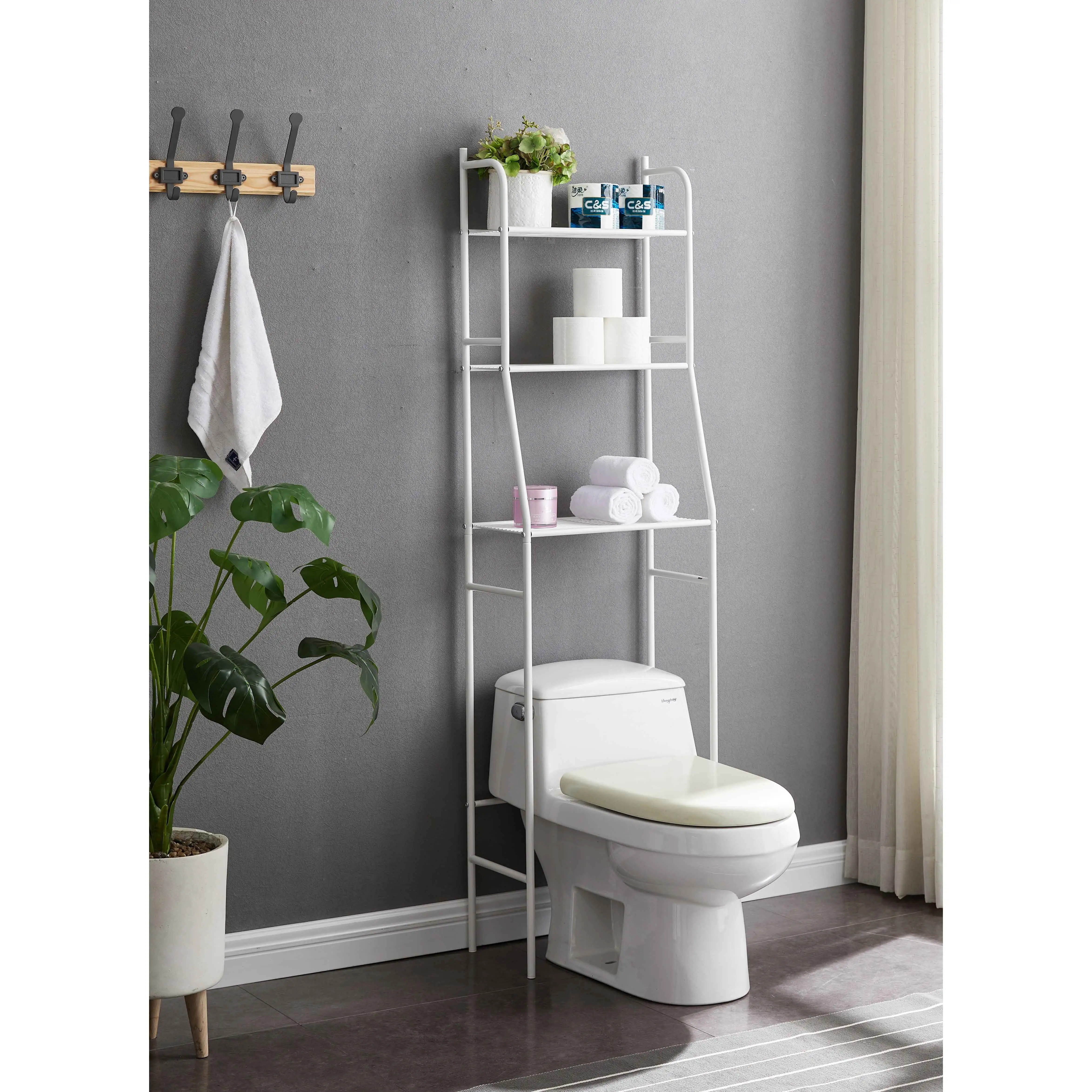 Over The Toilet Heavy Metal Storage Rack. Space Saving Bathroom Shelve Organizer