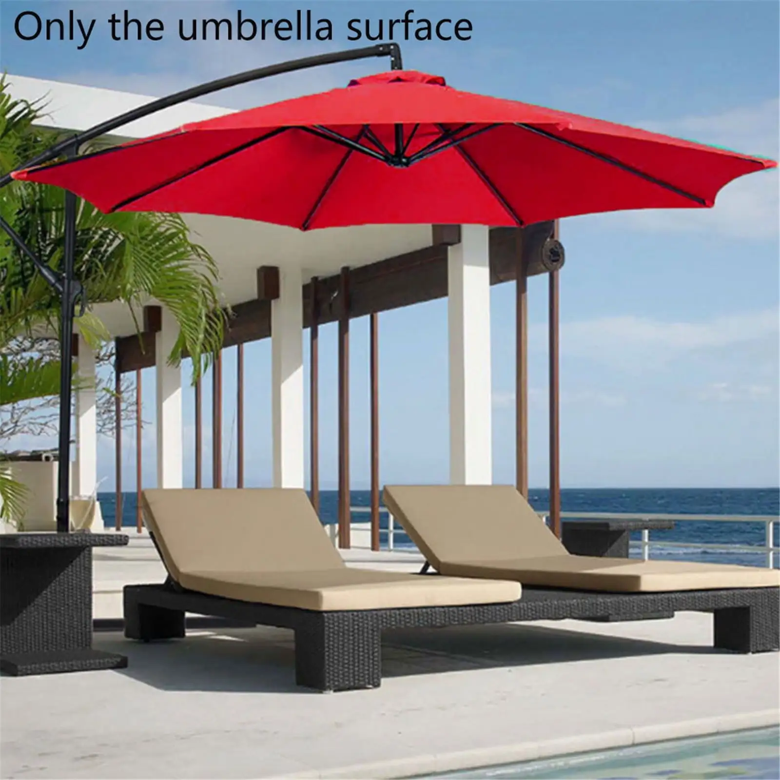 PAVEOS Sunshade Umbrella Canopy Garden Umbrella Outdoor Stall Umbrella Beach Sun Umbrella Replacement Cloth 78.7 Inch Diameter Red-s