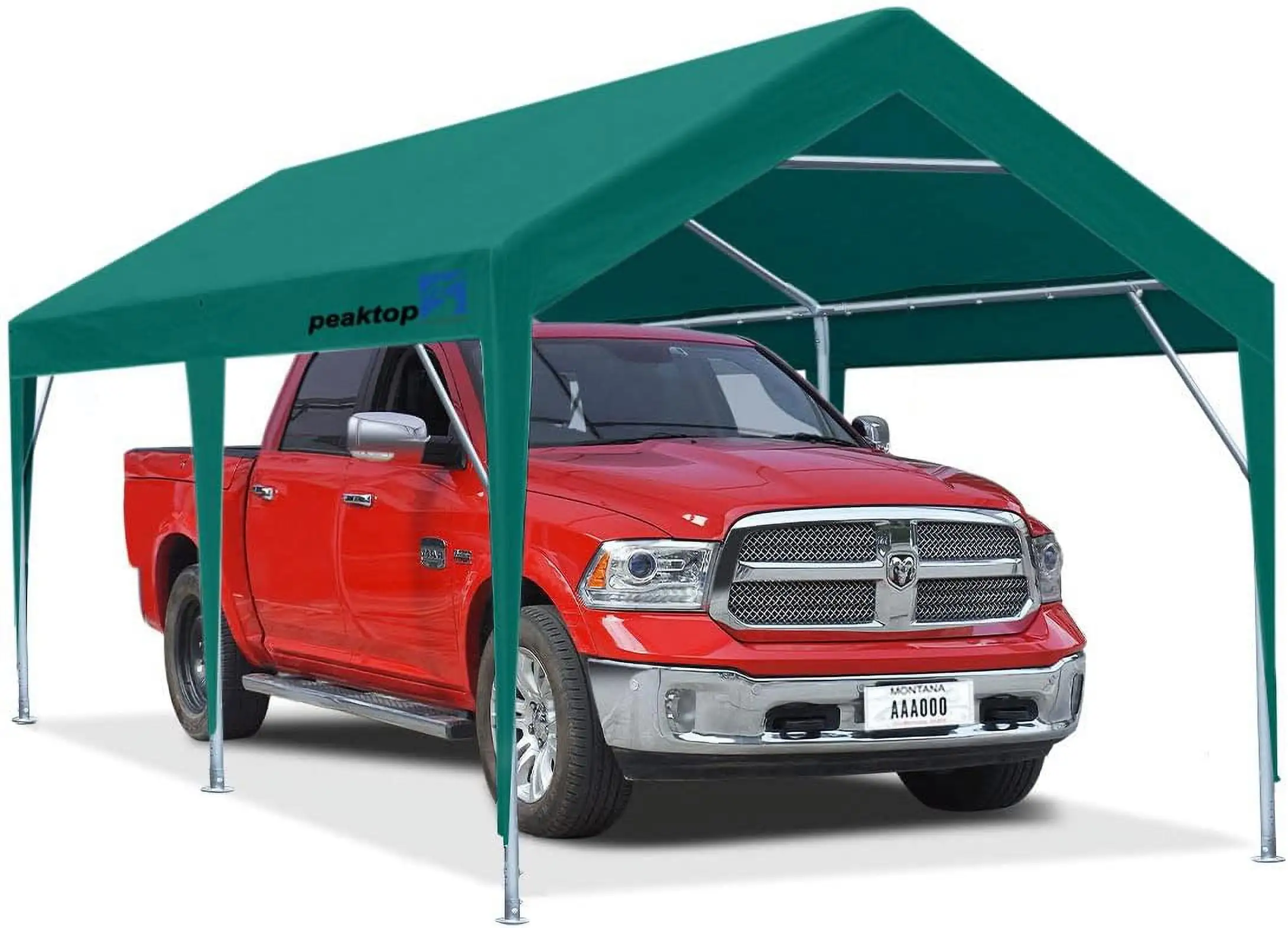 PEAKTOP OUTDOOR 10 x 20 ft Upgraded Heavy Duty Carport Car Canopy Green