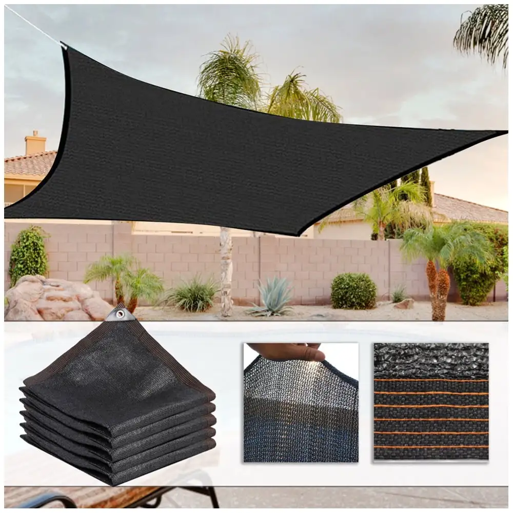 Paaisye 6.5'x6.5' Rectangle Sun Shade Sail Canopy Awning. UPF50+ AGTAPR. 95% UV Blockage. Water & Air Permeable .78.74x78.74in Black