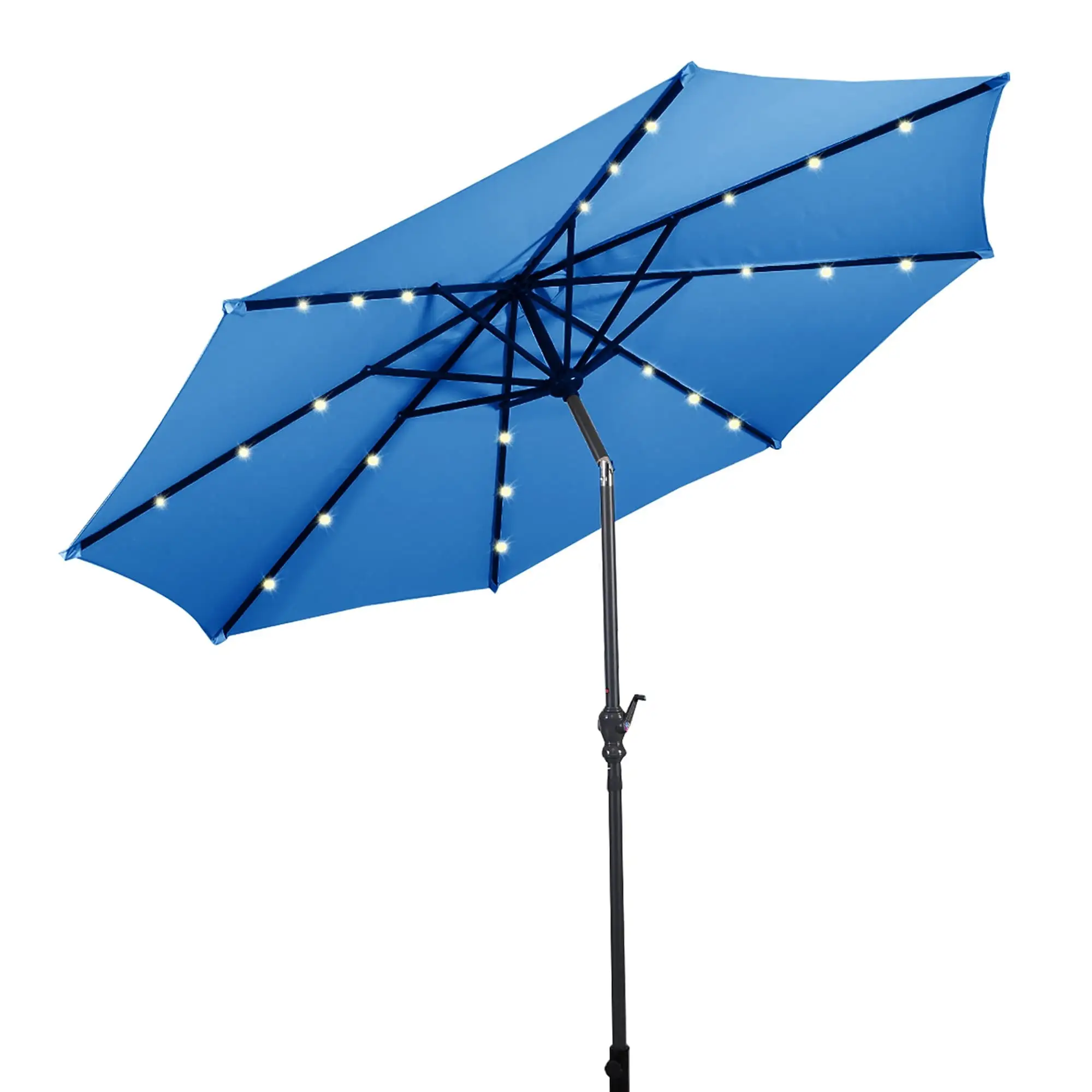 Patio Market 10-foot Solar Powered LED Light Umbrella Blue