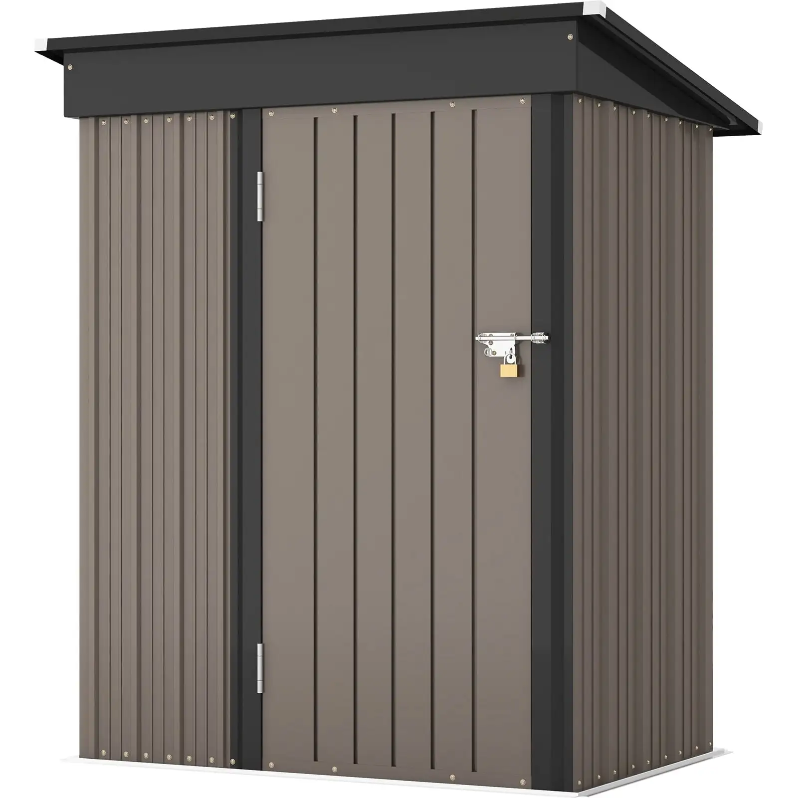 Patiowell Outdoor Garden Galvanized Steel Storage Shed with Lockable Doors 5' x 3' - Brown