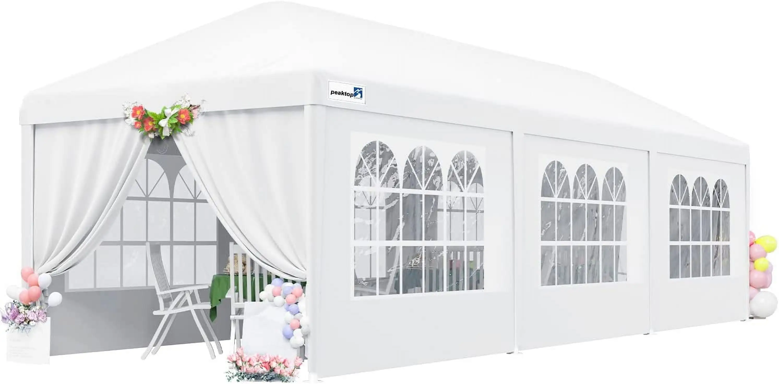 Peaktop Outdoor 10'x 30' Outdoor Canopy Party Tent Patio Camping Gazebo Shelter Pavilion Wedding BBQ Events with 6 Removable Side Walls