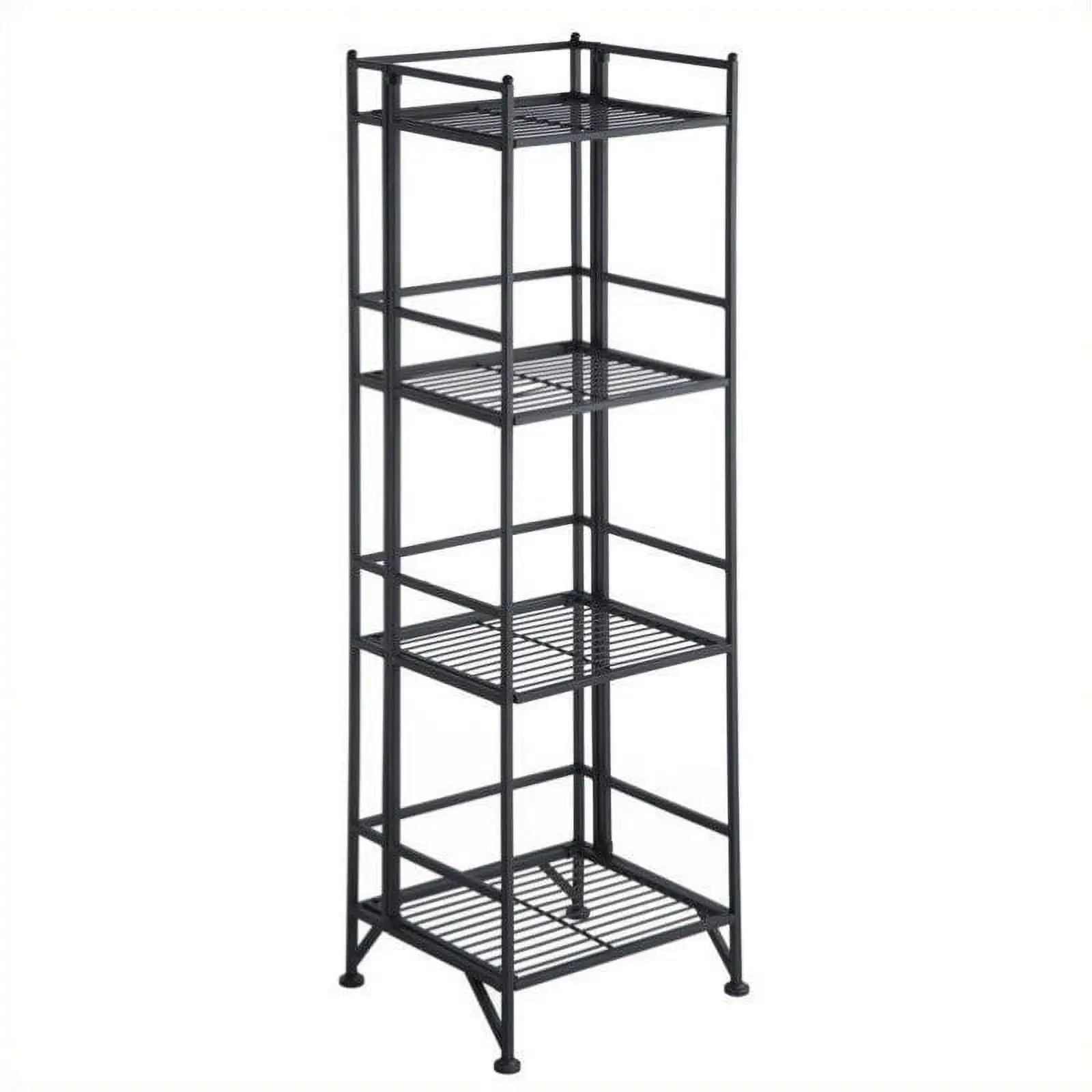 Pemberly Row Transitional Metal 4 Tier Folding Shelf Unit in Black