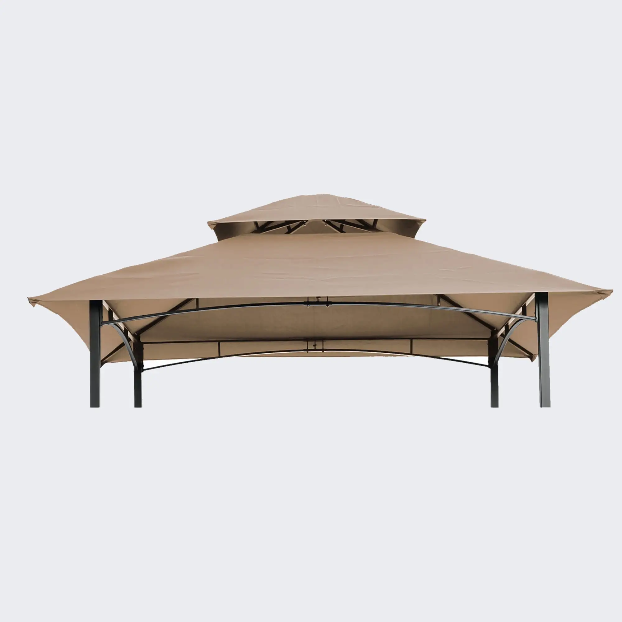 Perfect Garden 8 x 5 Ft Double Tiered Grill Gazebo Canopy Replacement Canopy Only.BBQ Tent Roof Top Cover.Color Beige