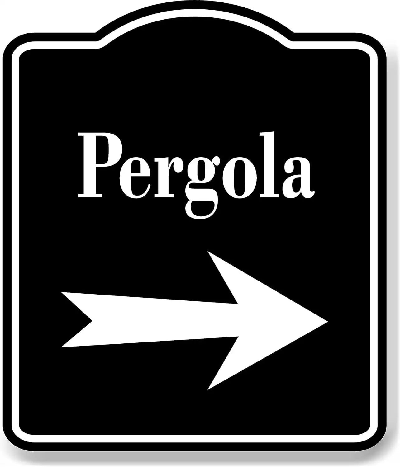 Pergola Right Arrow BLACK Aluminum Composite Sign. 15x18