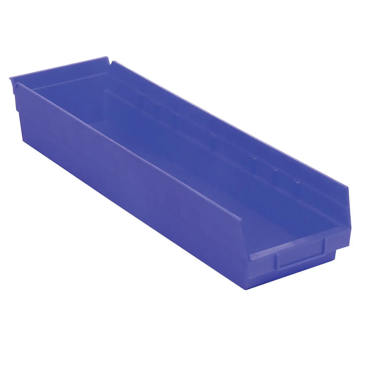 Plastic Shelf Bin Nestable 6-5/8W x 23-5/8 D x 4H Blue. Lot of 6