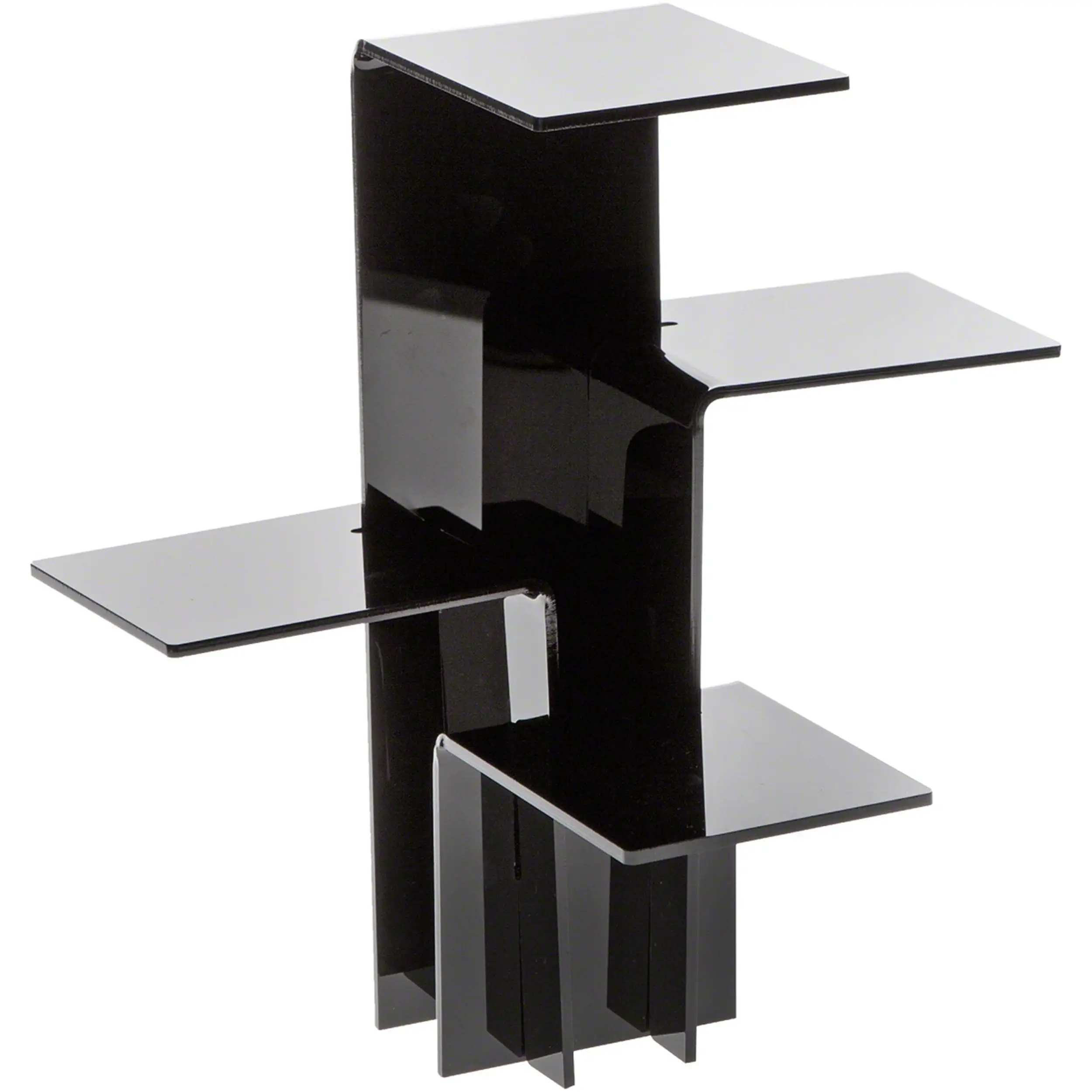 Plymor Black Acrylic Quick Connect 4-Shelf Display Riser. 12.375 H x 12.25 W x 12.25 D