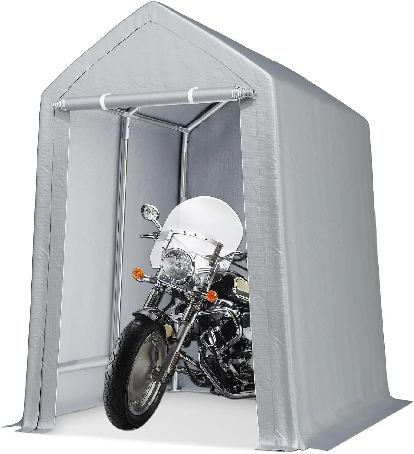 Portable Shed Outdoor Storage Shelter. 12x12 FT Heavy Duty Storage Shed. Waterproof Storage Tent Tarp Sheds with Roll-up Zipper Door for Motorcycle. Bike. Garden Tool. Grey