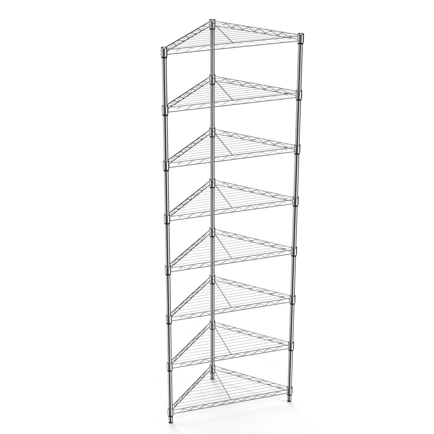 Pouseayar 8 Tier Corner Shelf NSF Metal Wire Shelving Unit. 400lbs Adjustable Shelf Wire for Garage. Kitchen. Chrome