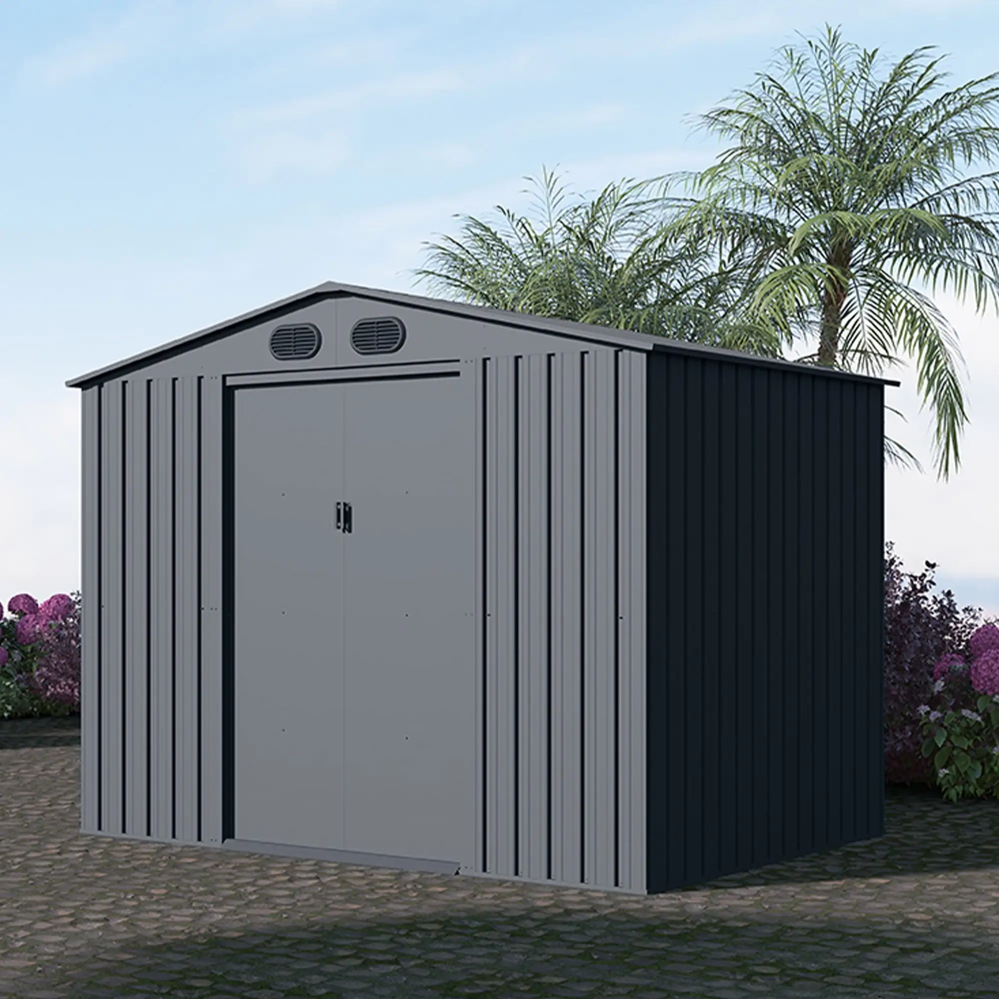 Premium Metal Shed - 188.21 - Protect your belongings with reinforced beams and leak-proof design!